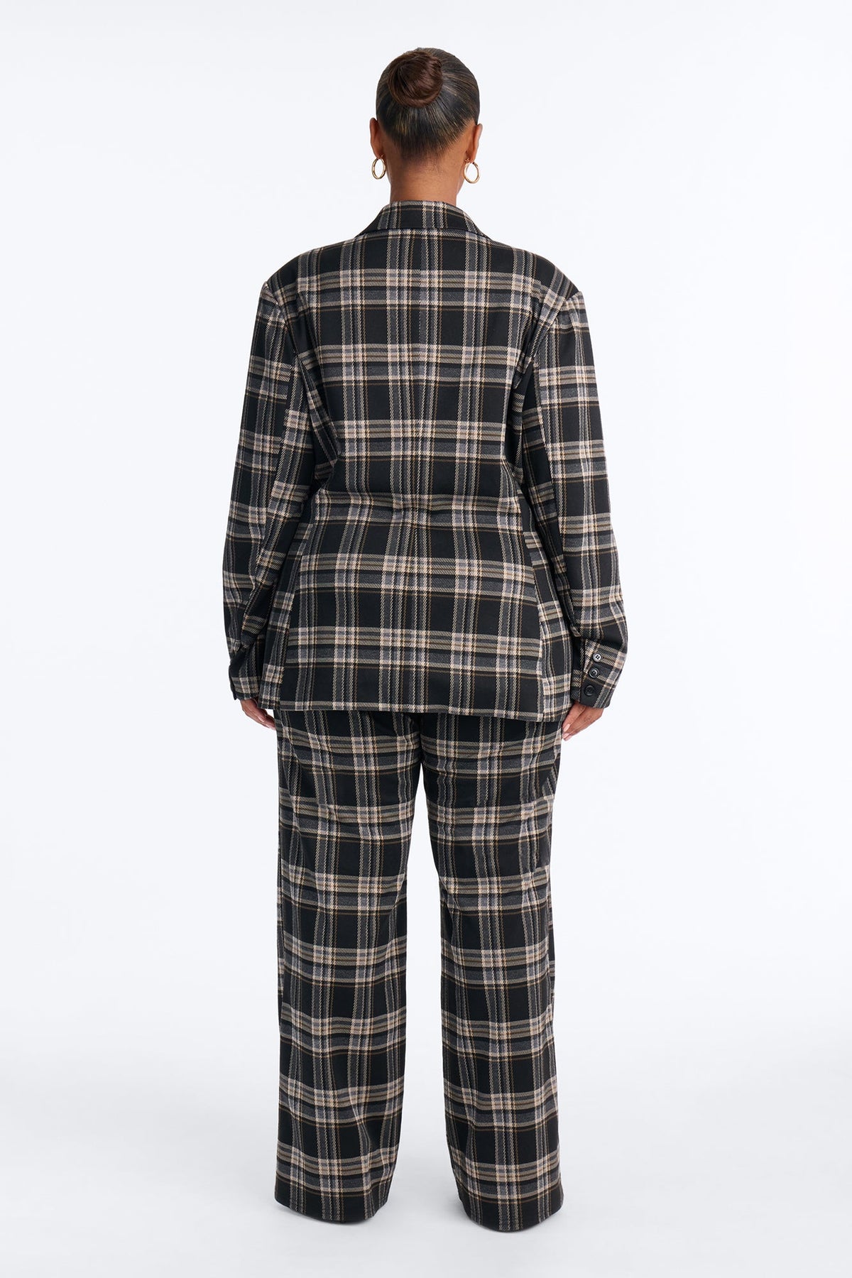 Business Moves Plaid Blazer Pant Set - Black/combo