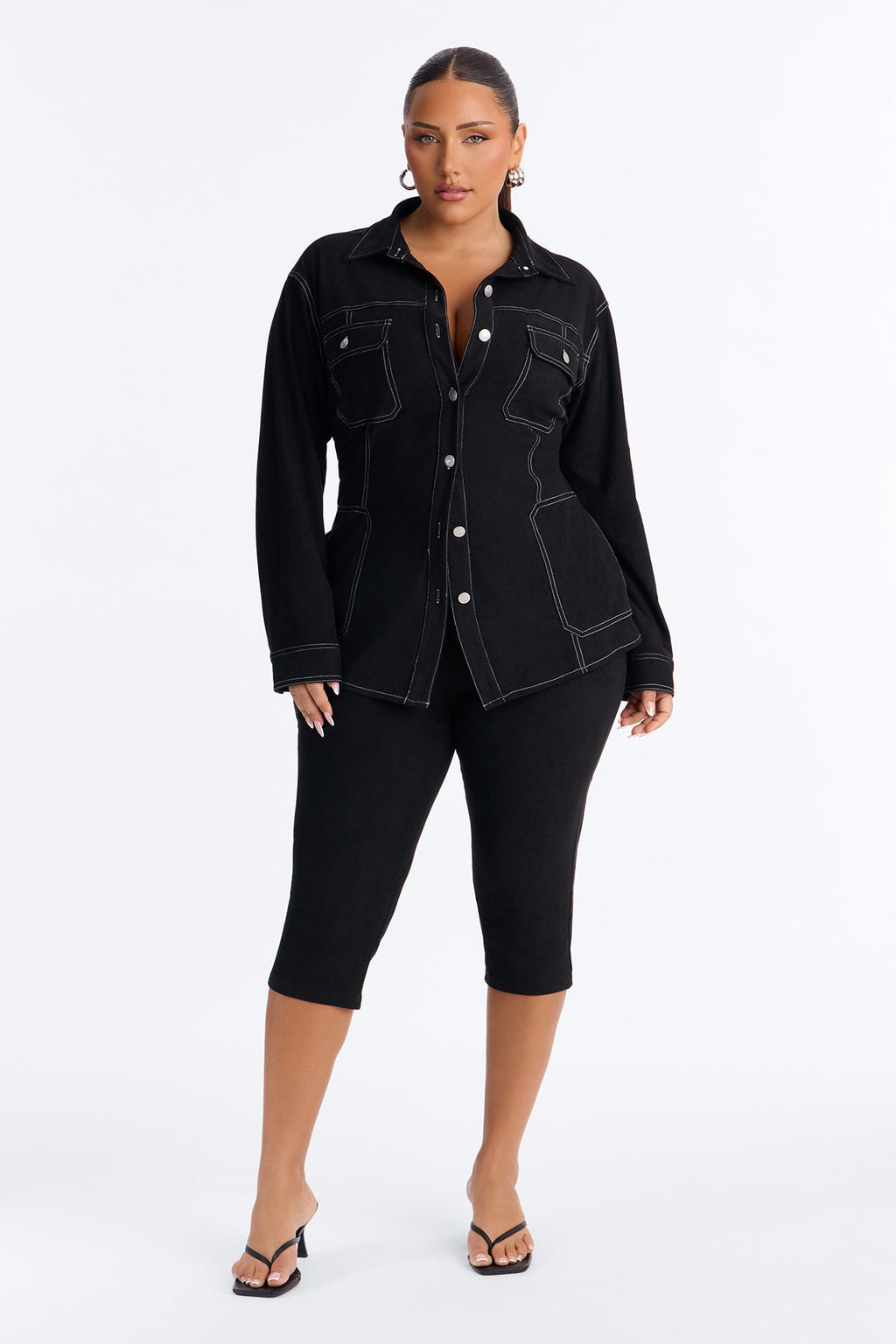 Diana Faux Suede Capri Set - Black