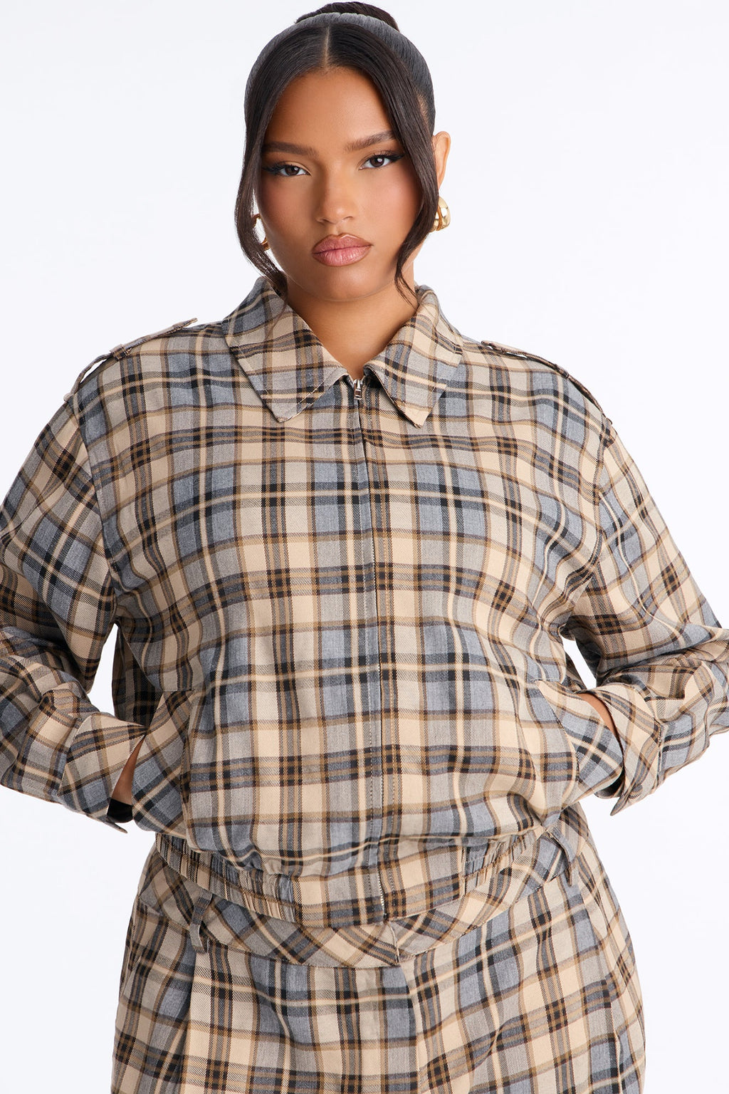 Margo Plaid Bermuda Short Set - Blue/combo