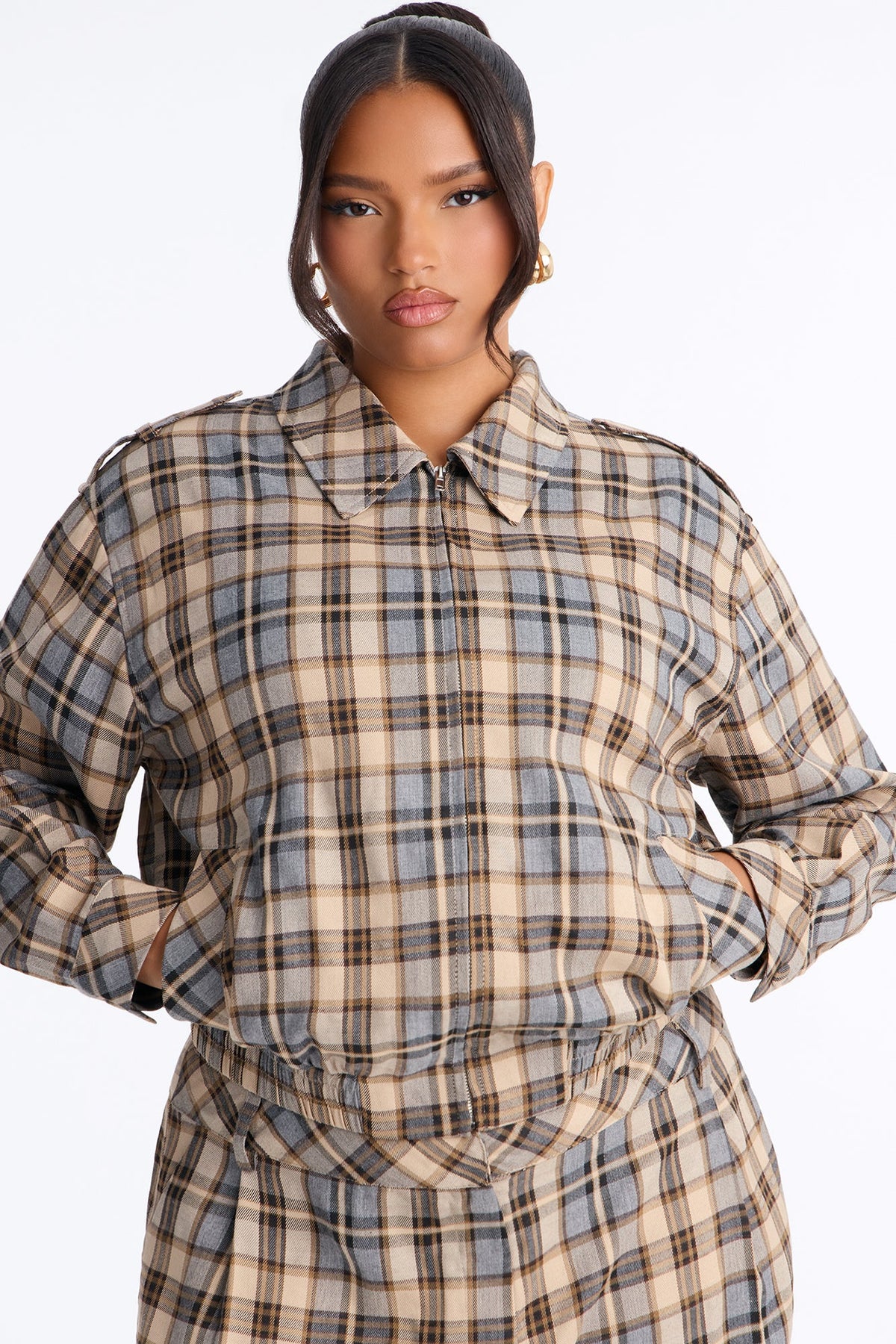 Margo Plaid Bermuda Short Set - Blue/combo