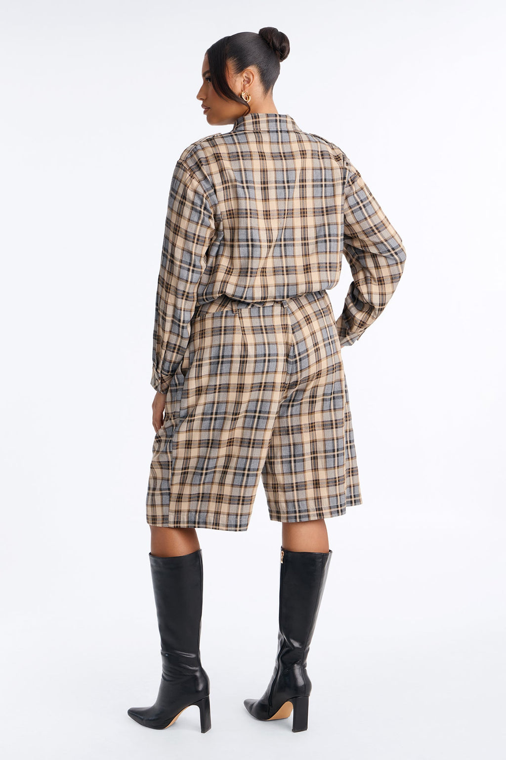 Margo Plaid Bermuda Short Set - Blue/combo
