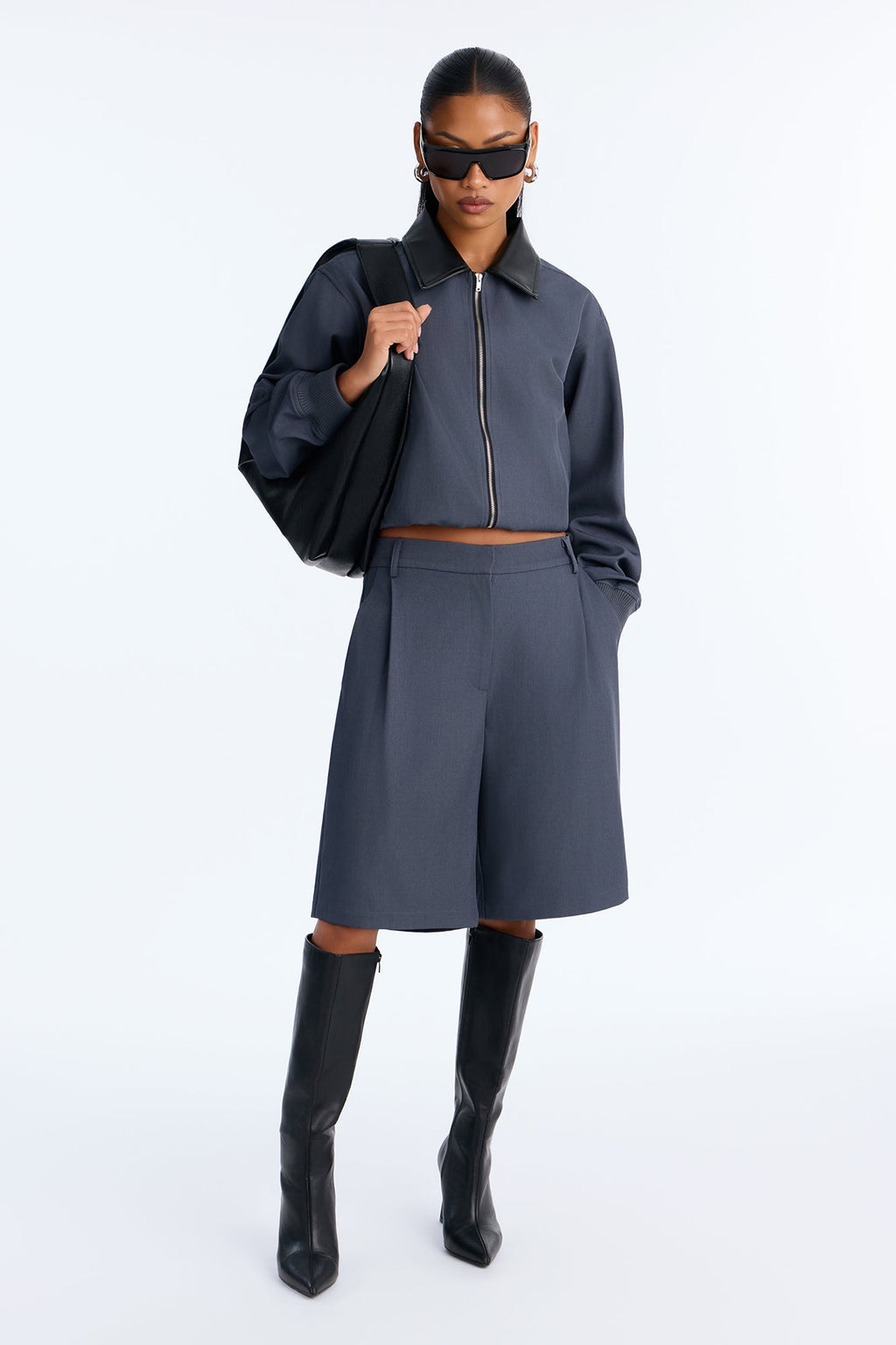 Gelina Bermuda Short Set - Charcoal
