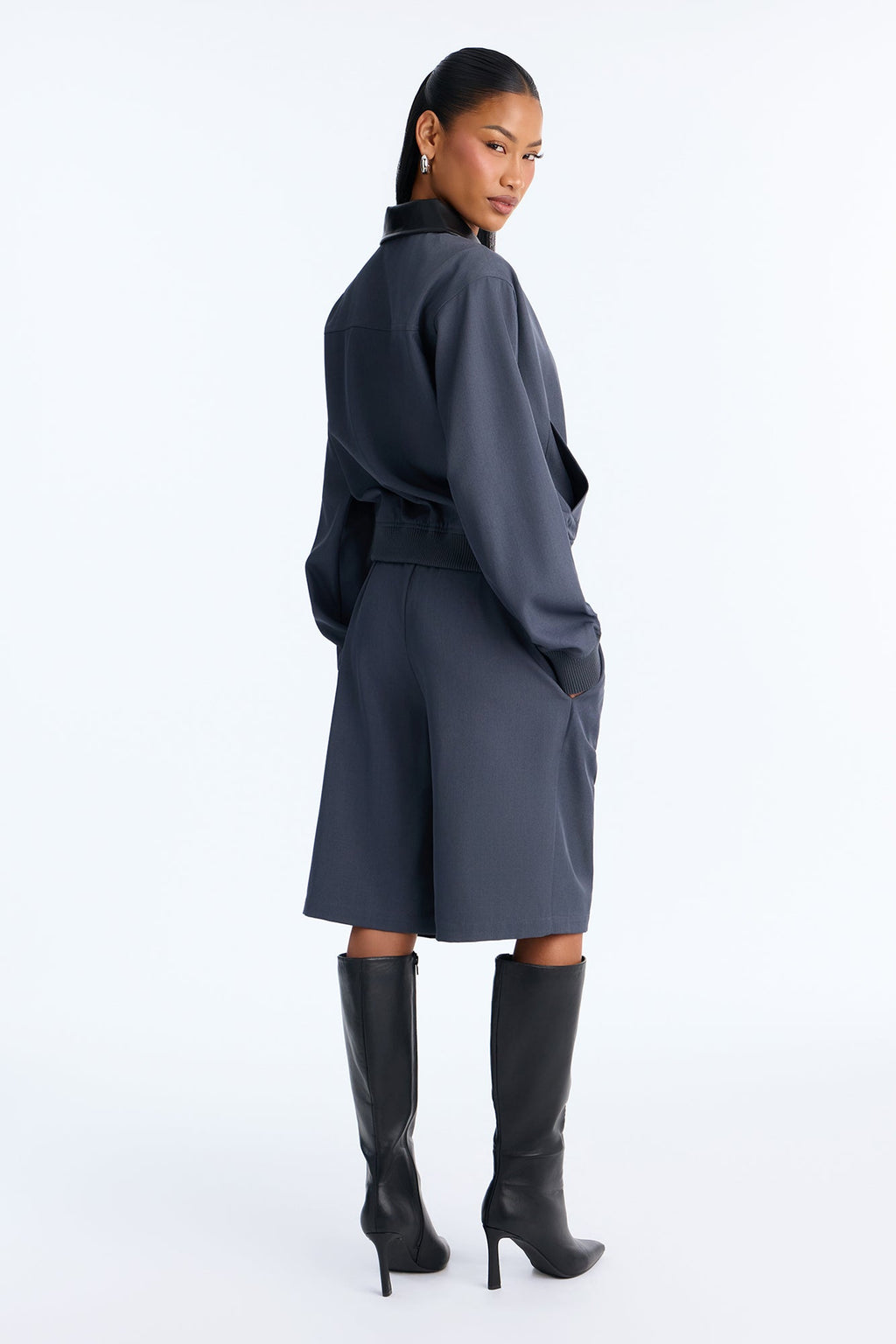 Gelina Bermuda Short Set - Charcoal