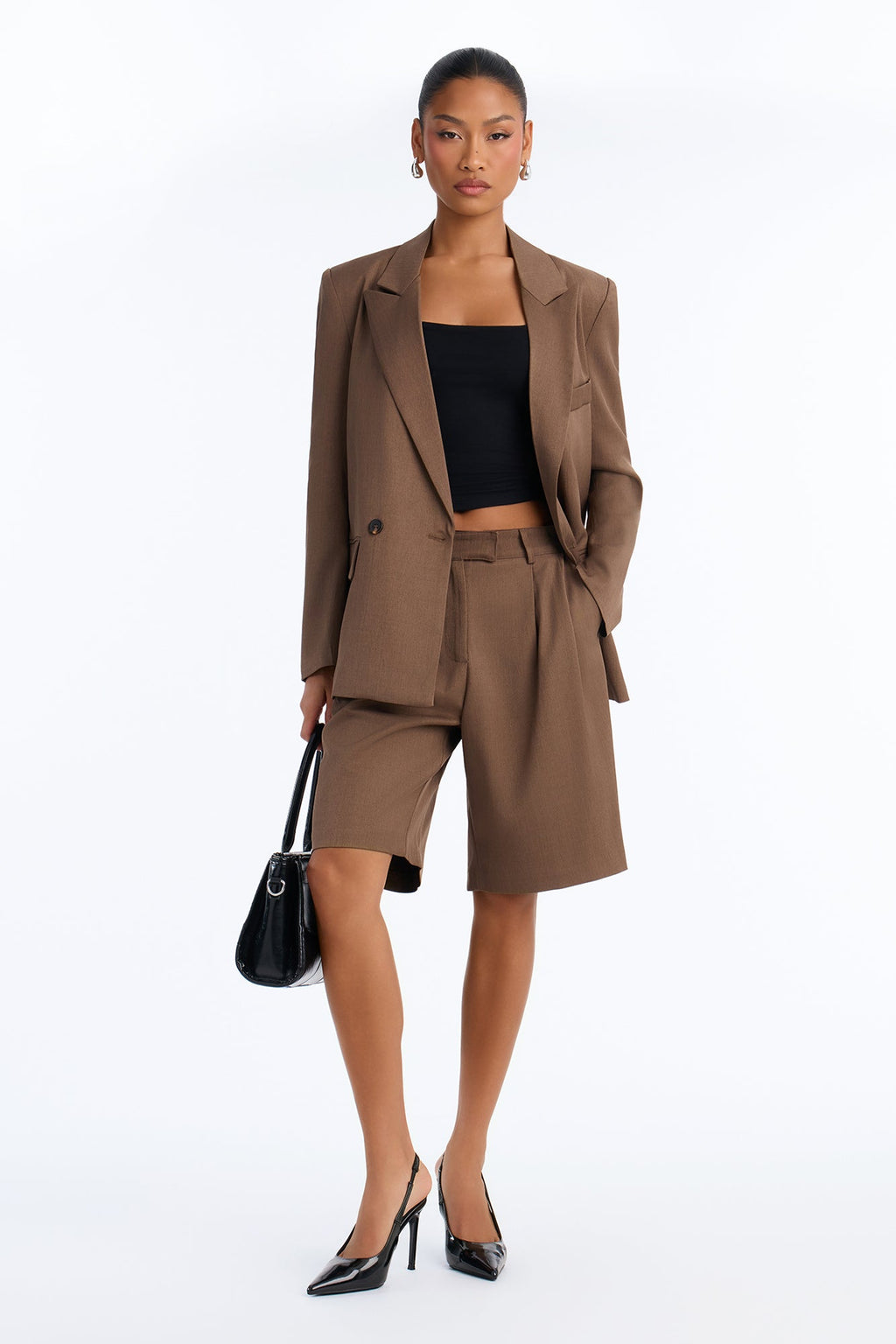 Bailey Blazer Bermuda Short Set - Brown