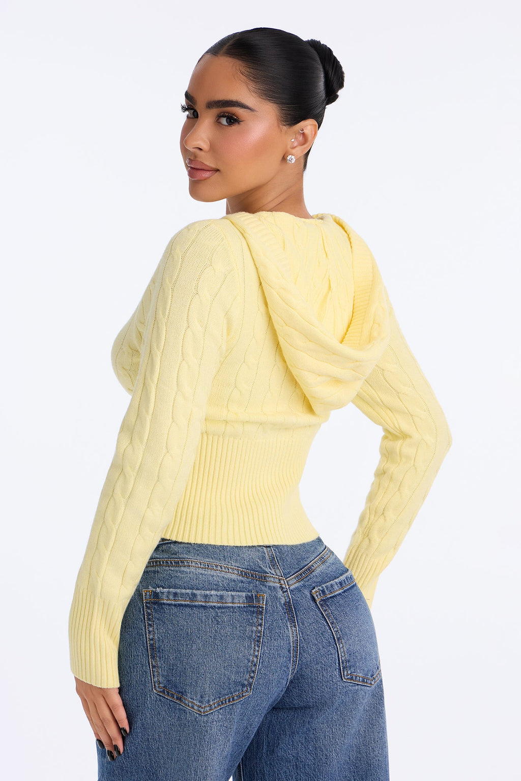Warm Soul Hooded Cable Knit Cardigan - Butter Yellow