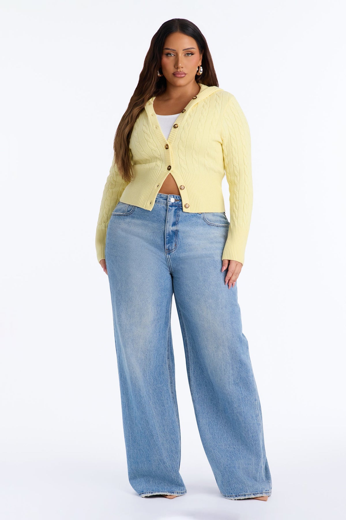Warm Soul Hooded Cable Knit Cardigan - Butter Yellow