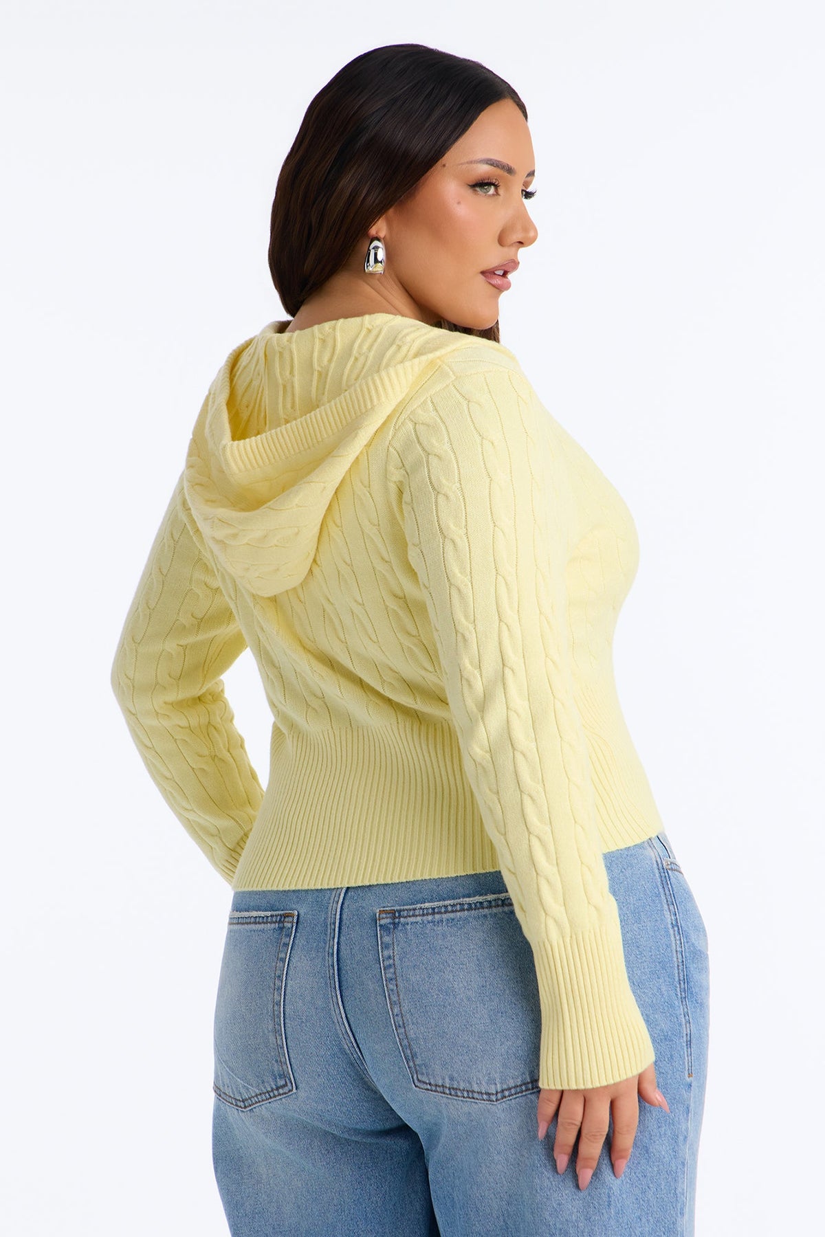 Warm Soul Hooded Cable Knit Cardigan - Butter Yellow