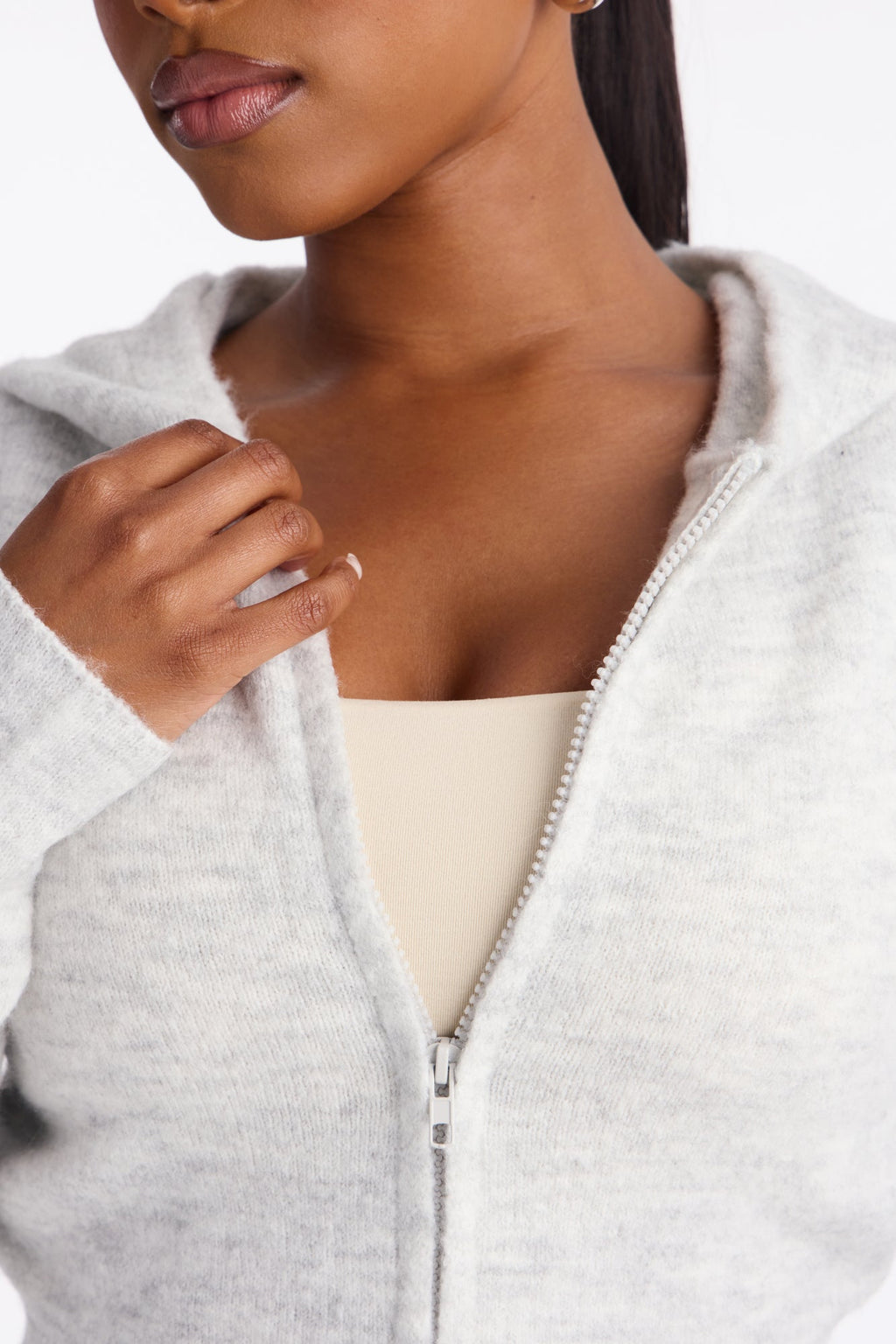 Crisp Breeze Hooded Sweater - Heather Grey