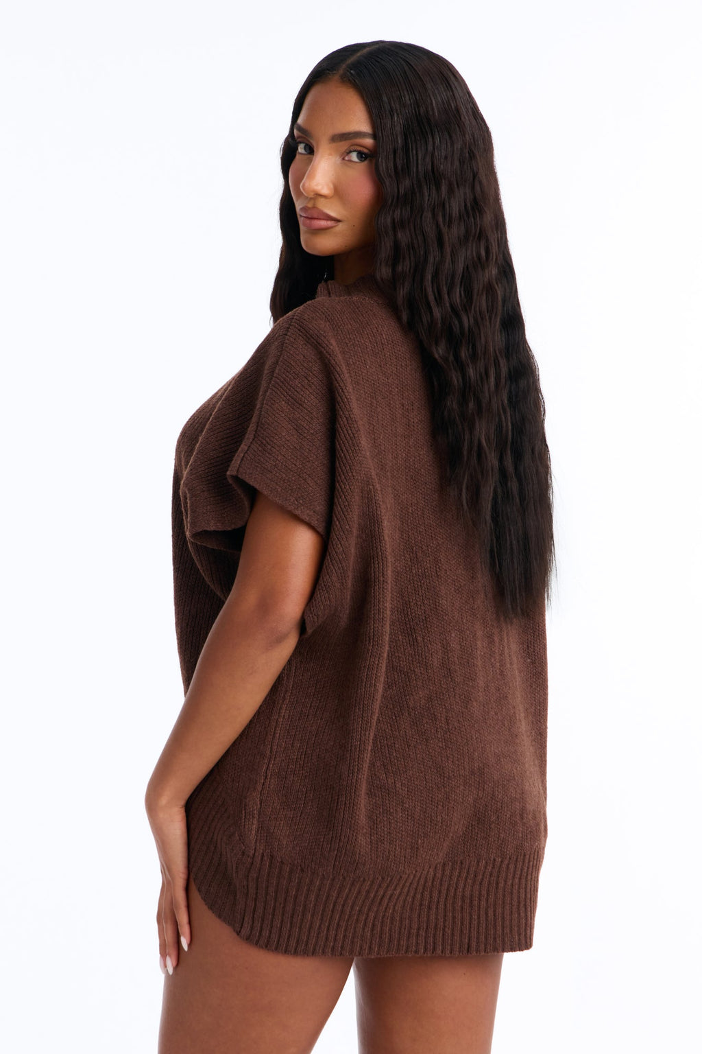 Milia Short Sleeve Cardigan - Brown
