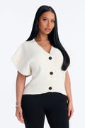 Milia Short Sleeve Cardigan - Ivory