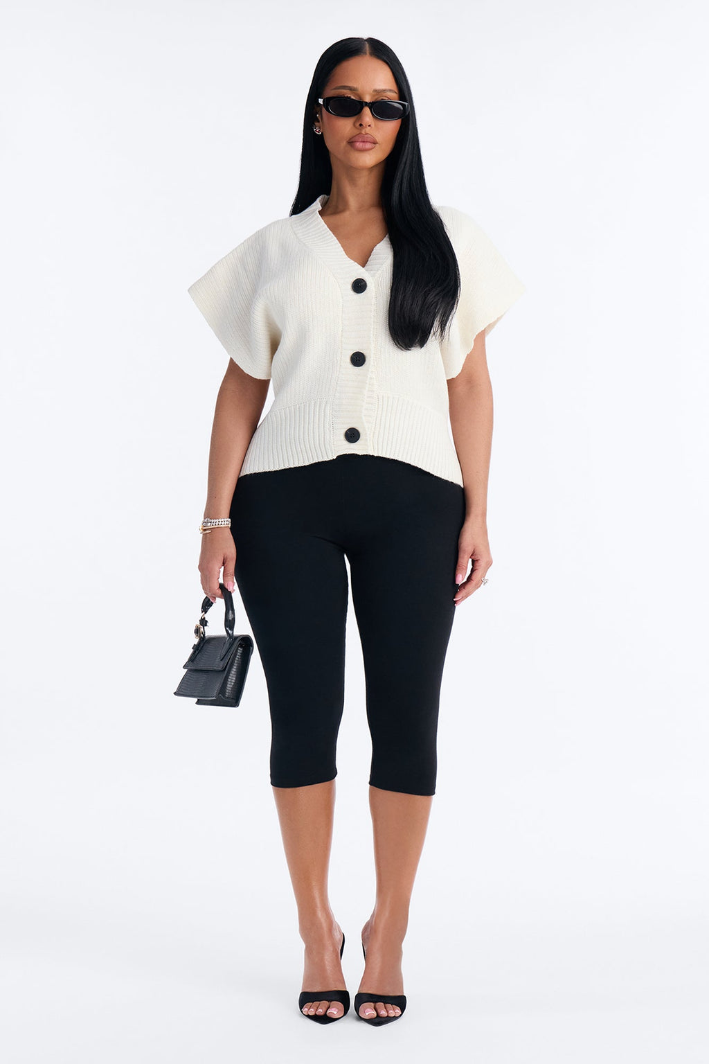 Milia Short Sleeve Cardigan - Ivory