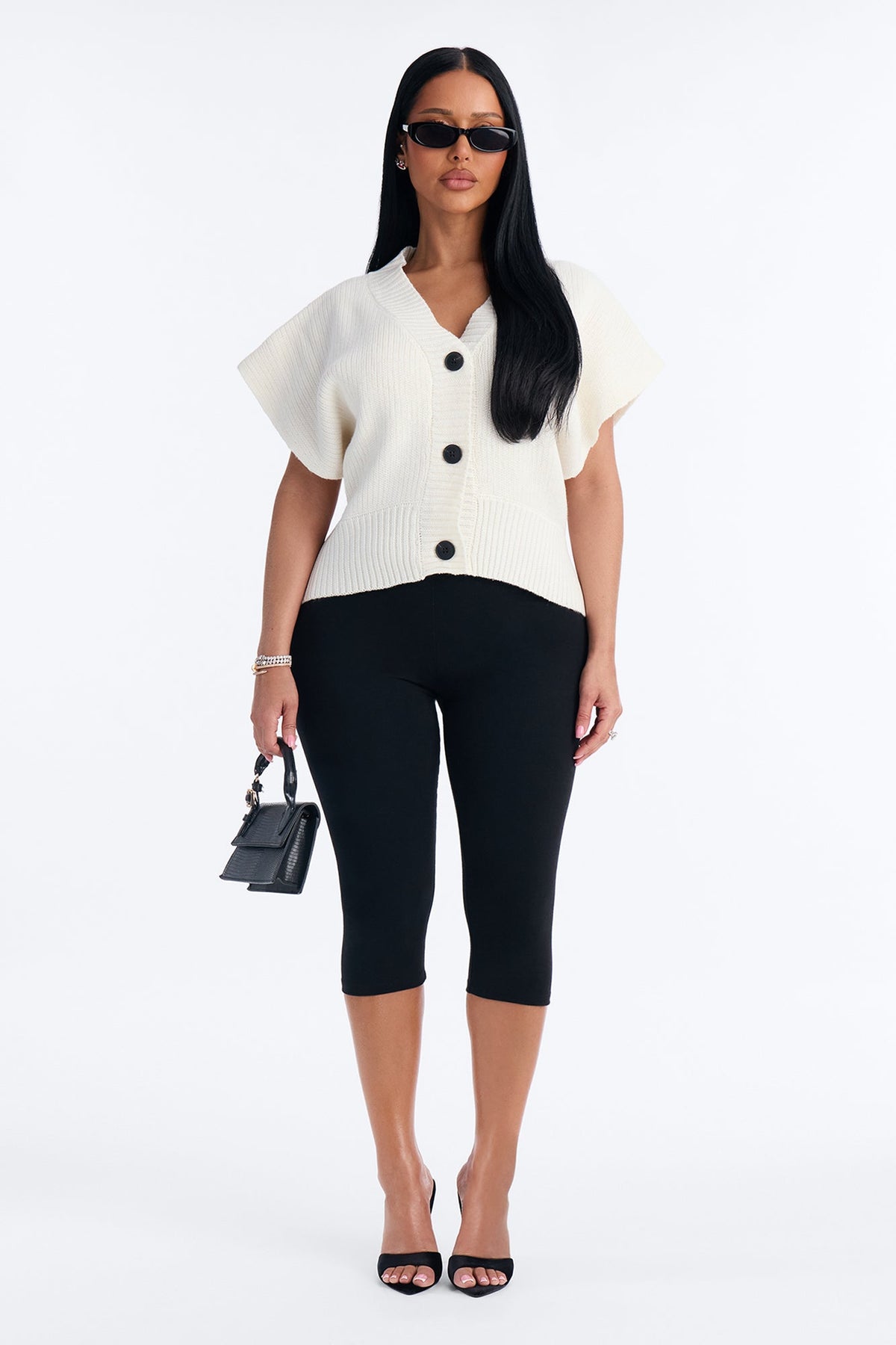 Milia Short Sleeve Cardigan - Ivory