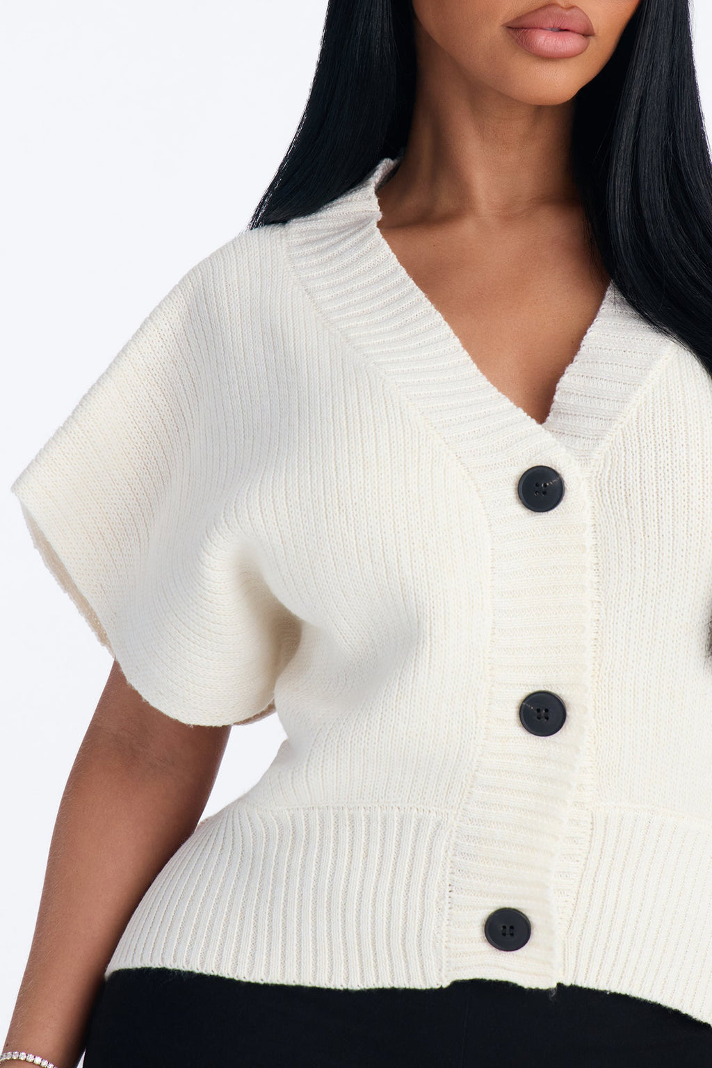 Milia Short Sleeve Cardigan - Ivory
