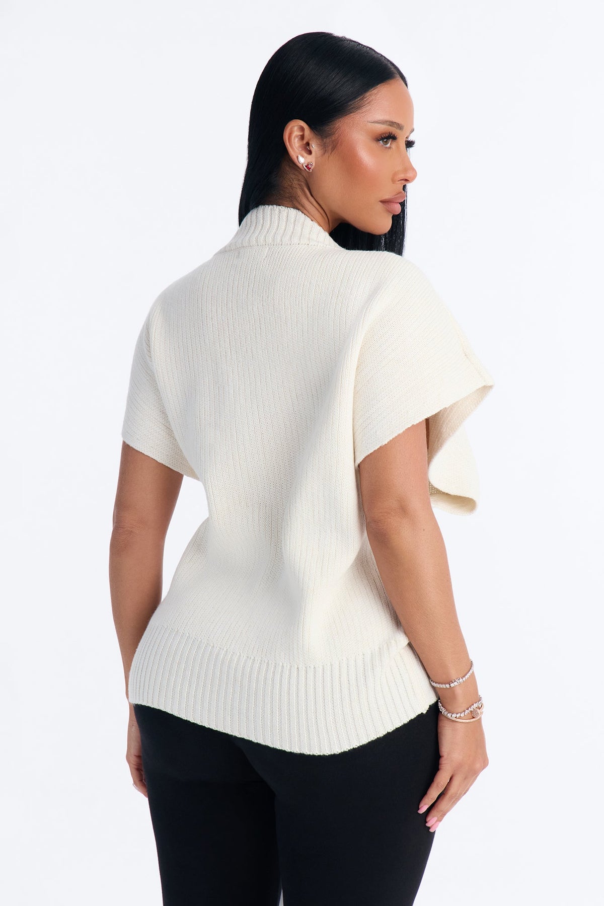 Milia Short Sleeve Cardigan - Ivory