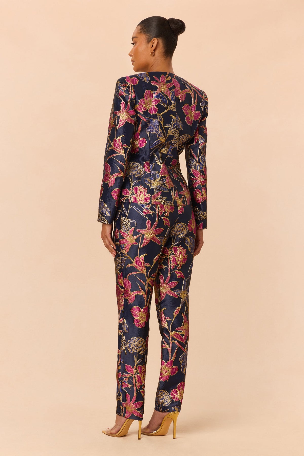 Brina Jacquard Pant Set - Navy/combo