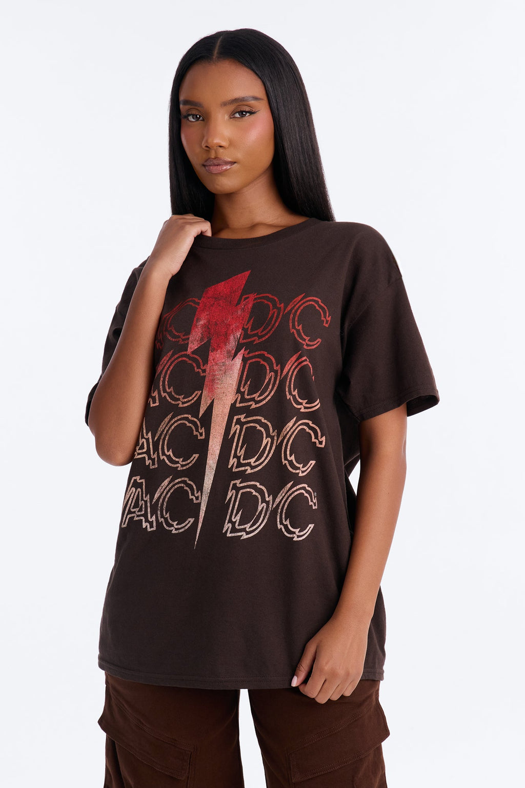 ACDC Lightning Slash Tee - Chocolate