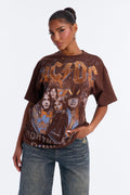 ACDC Highway To Hell Front And Back Tee - Brown