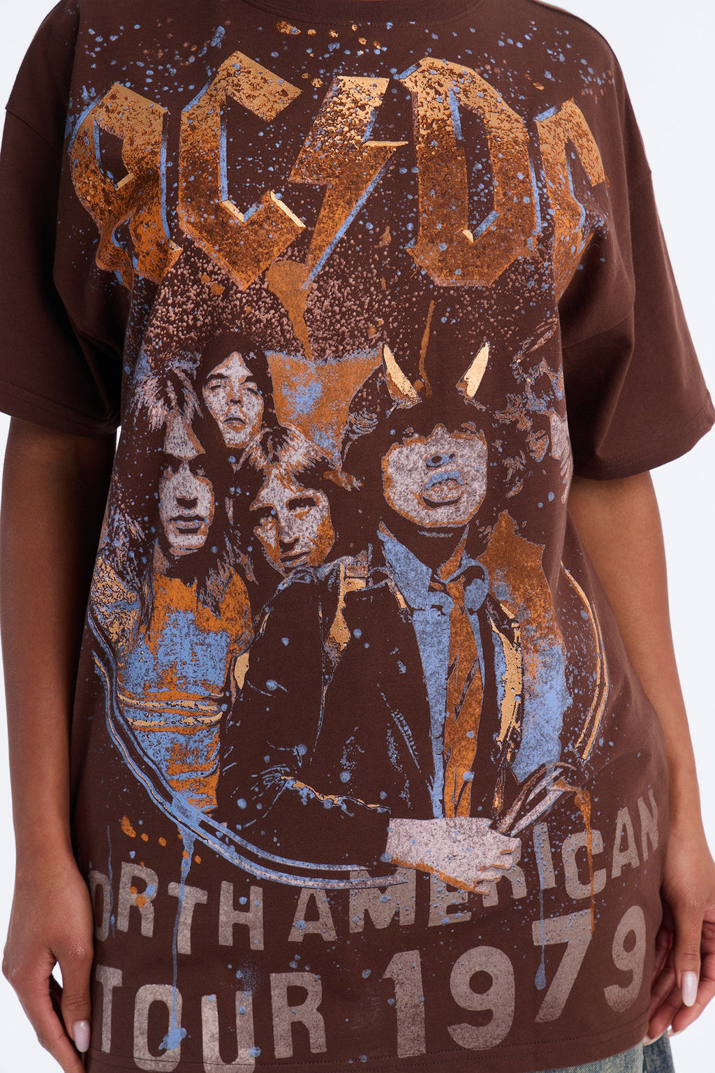 ACDC Highway To Hell Front And Back Tee - Brown