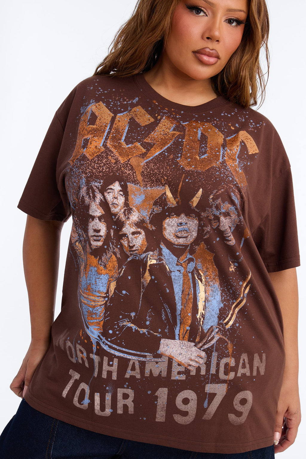 ACDC Highway To Hell Front And Back Tee - Brown