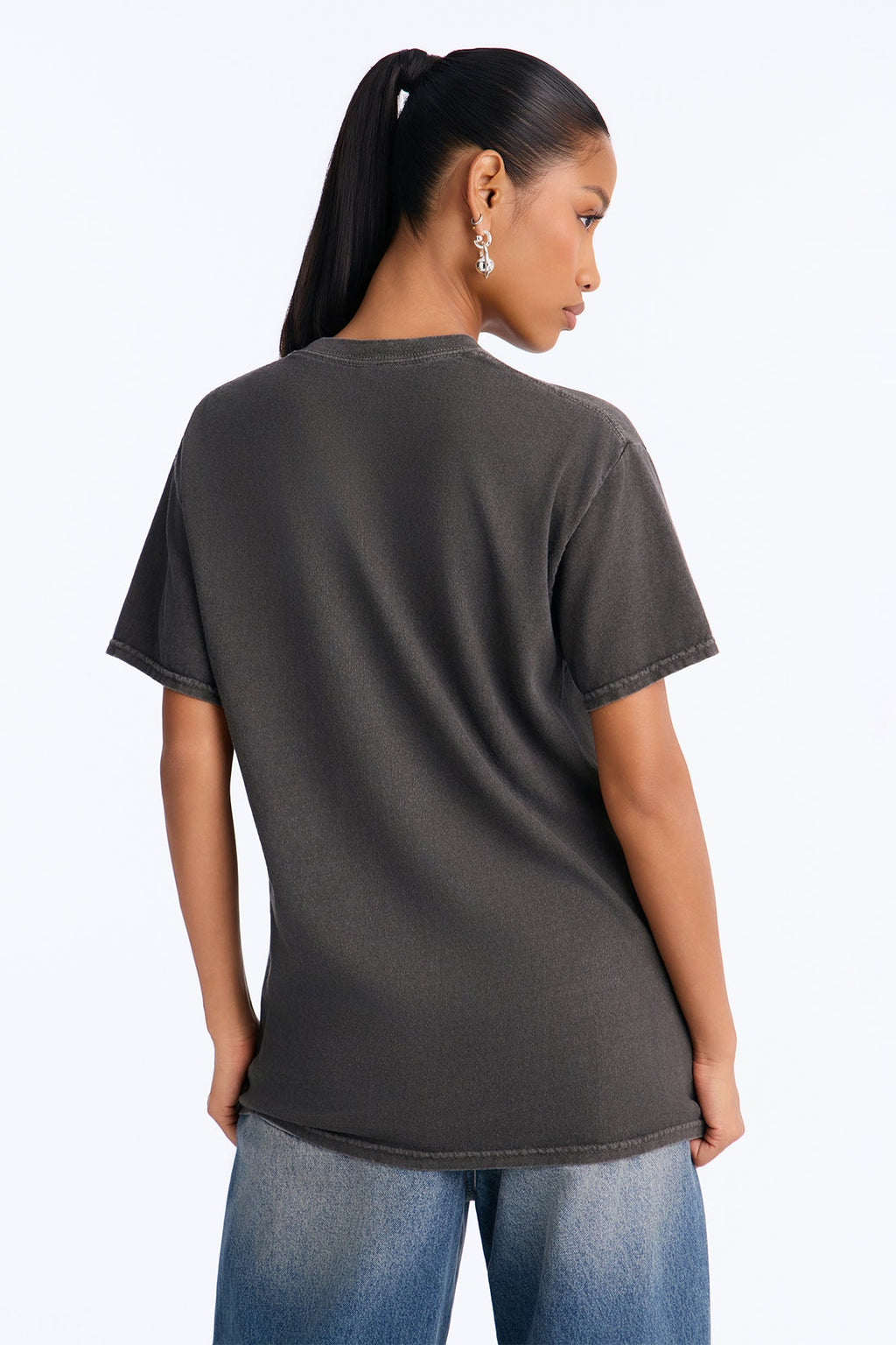 Aaliyah Princess Of RnB Washed Tee - Charcoal