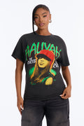 Aaliyah RnB Queen Washed Tee - Black
