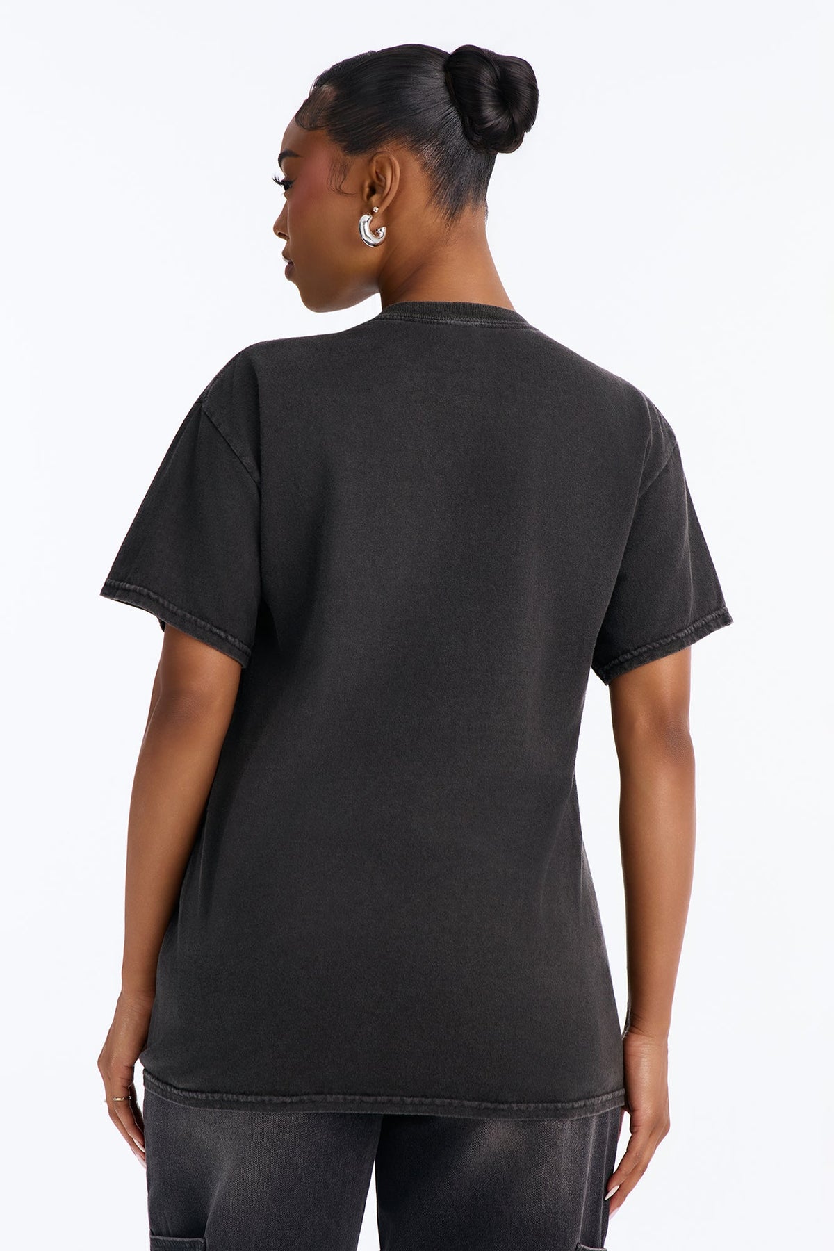 Aaliyah RnB Queen Washed Tee - Black