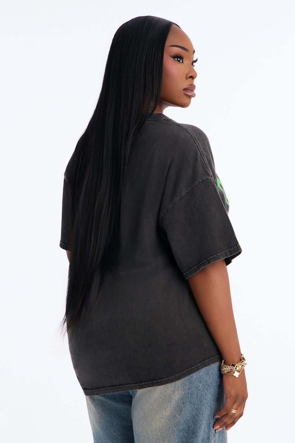 Aaliyah RnB Queen Washed Tee - Black