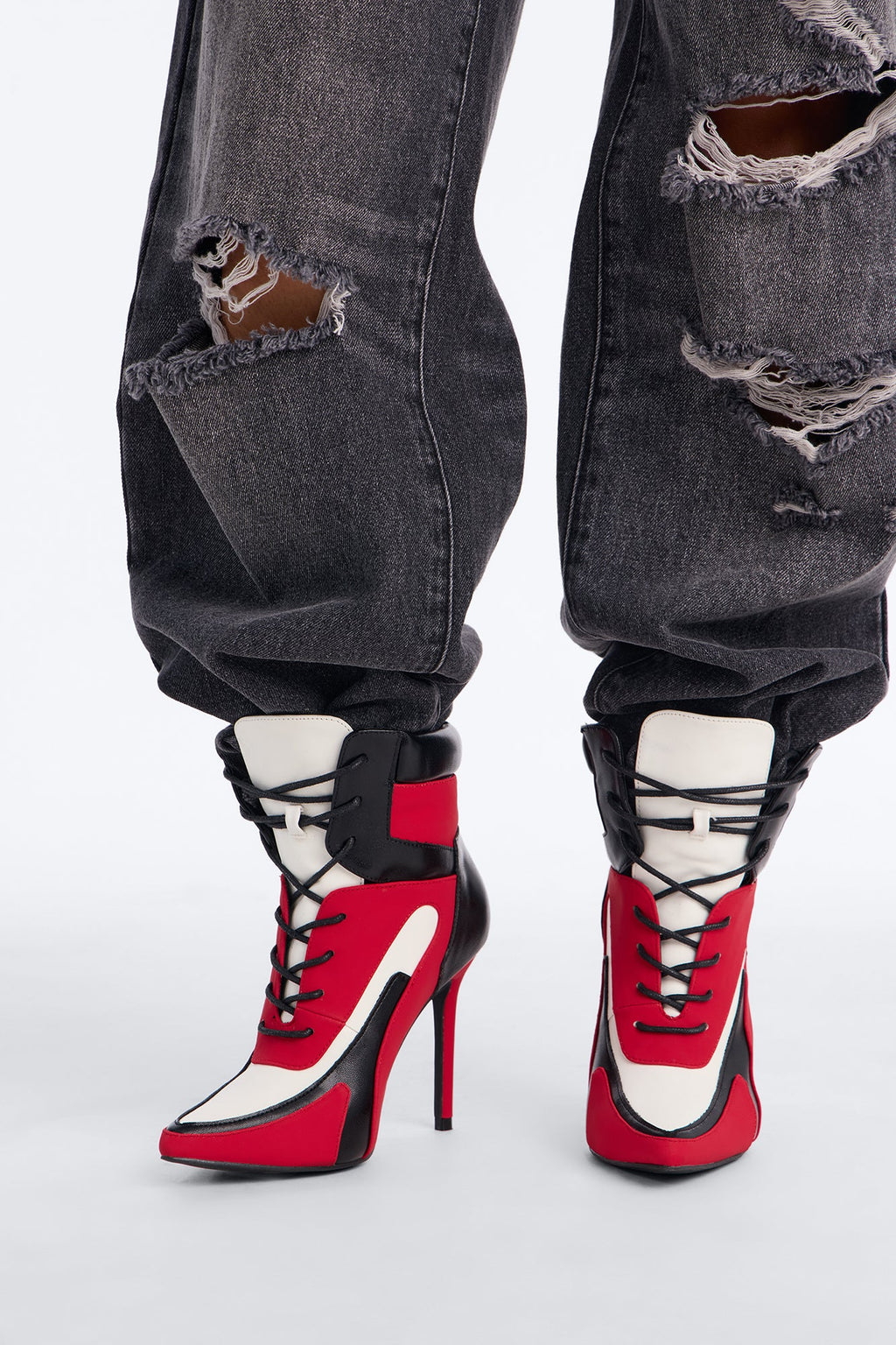 On Repeat Sneaker Booties - Red/combo