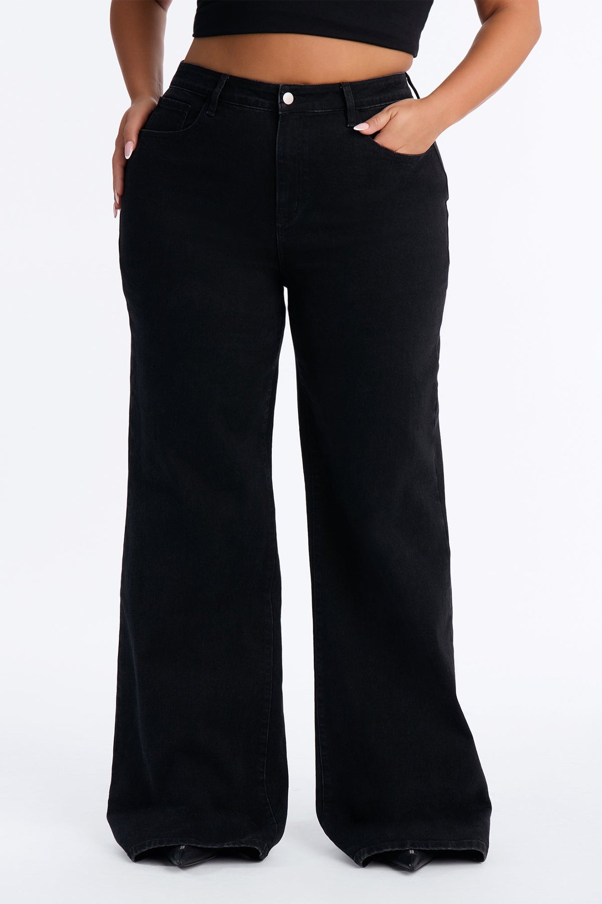 Tall Chasing Thrills Stretch Wide Leg Jeans - Black Wash