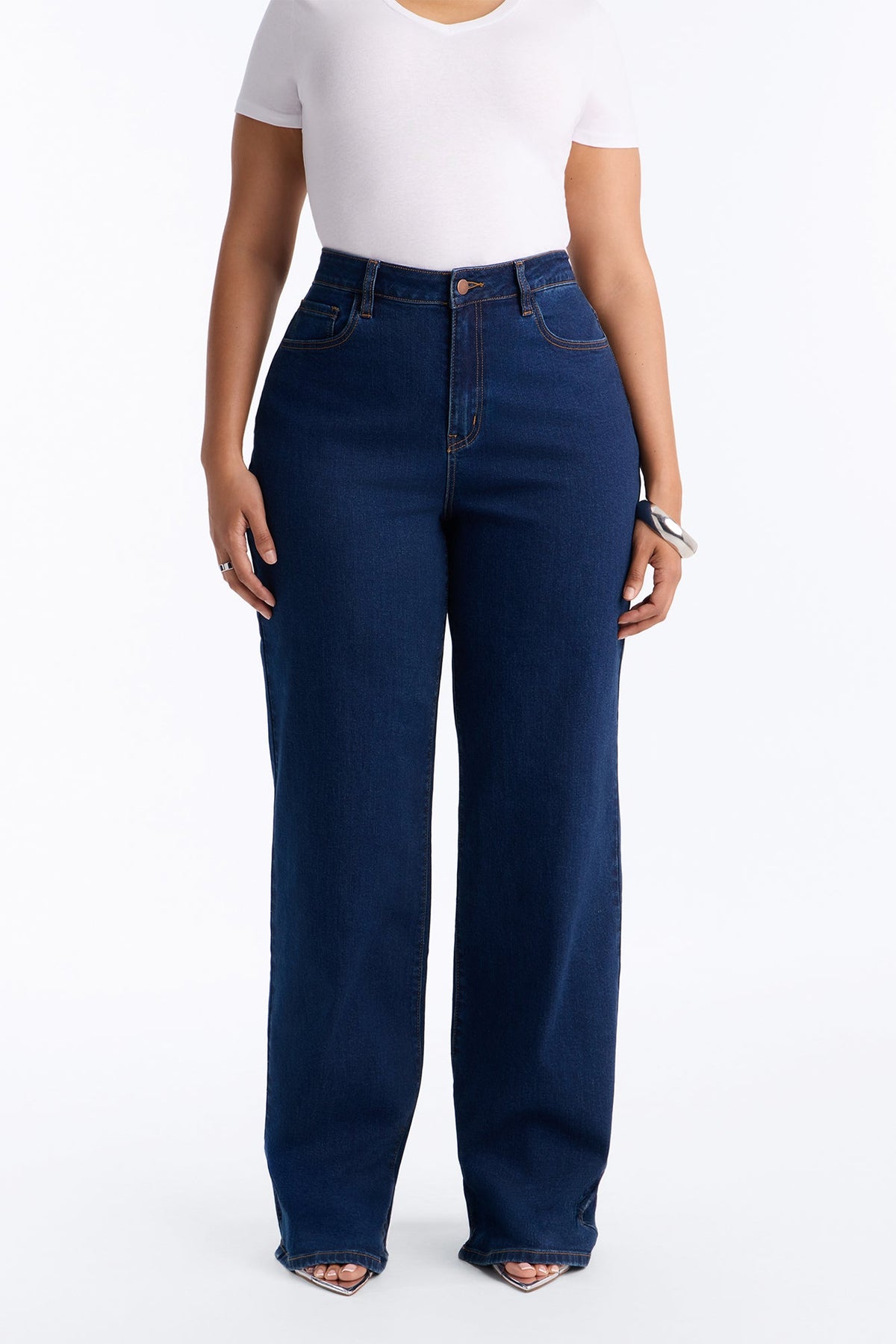 Tall Chasing Thrills Stretch Wide Leg Jeans - Dark Wash
