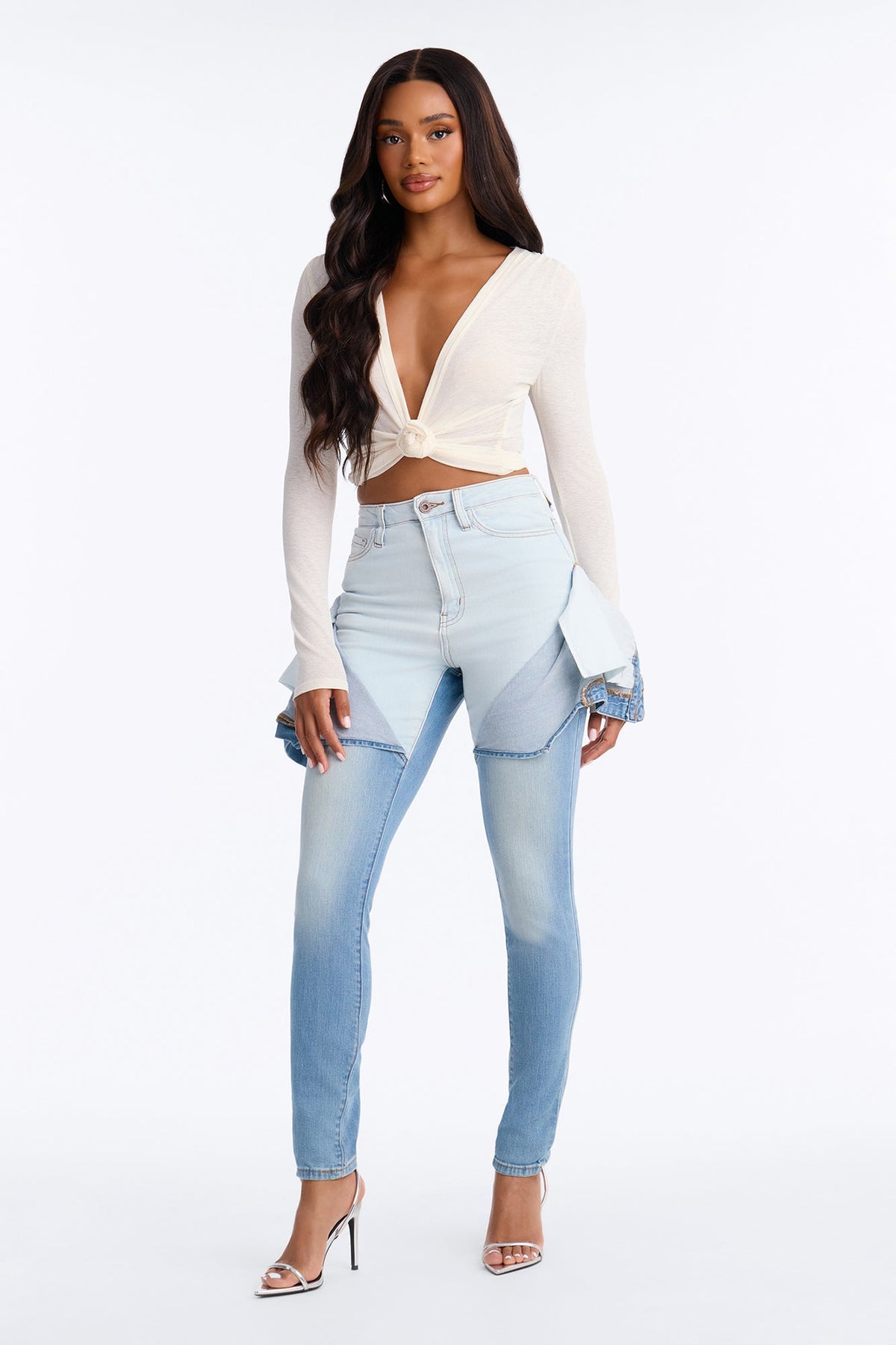 Double Fun High Rise Layered Skinny Jeans - Light Wash