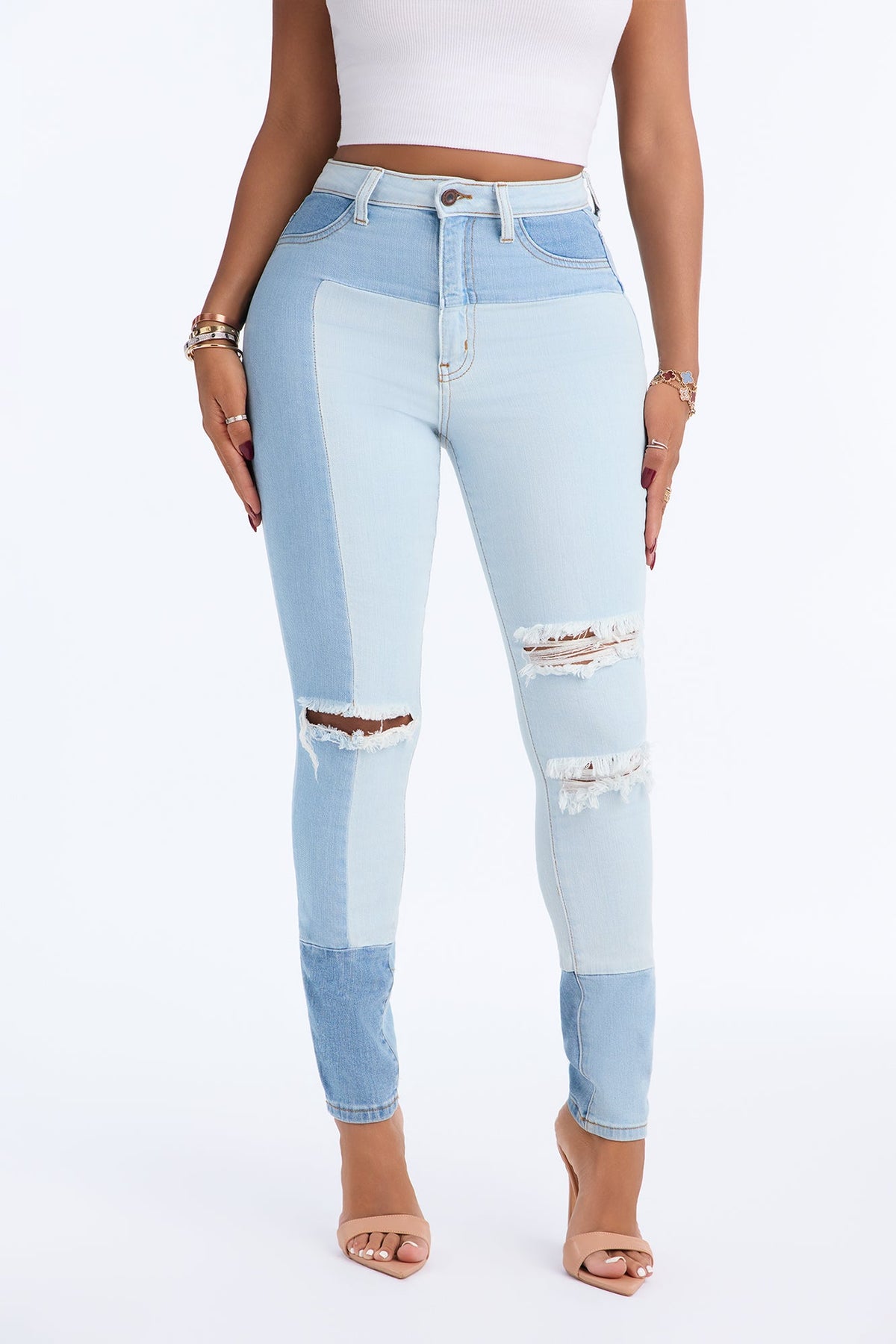 Picture It Booty Rip Skinny Jeans - Light Wash