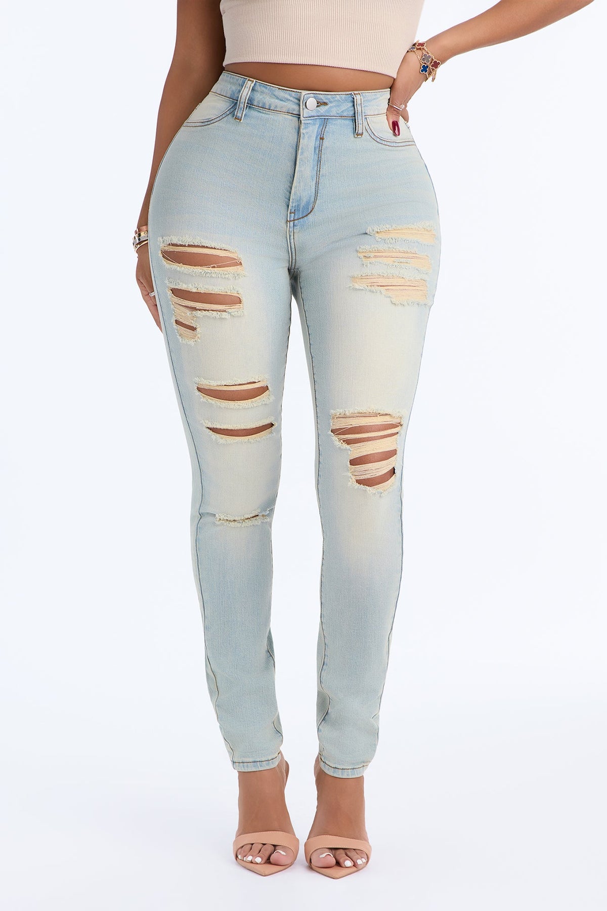 Tough It Up Stretch Skinny Jeans - Light Wash