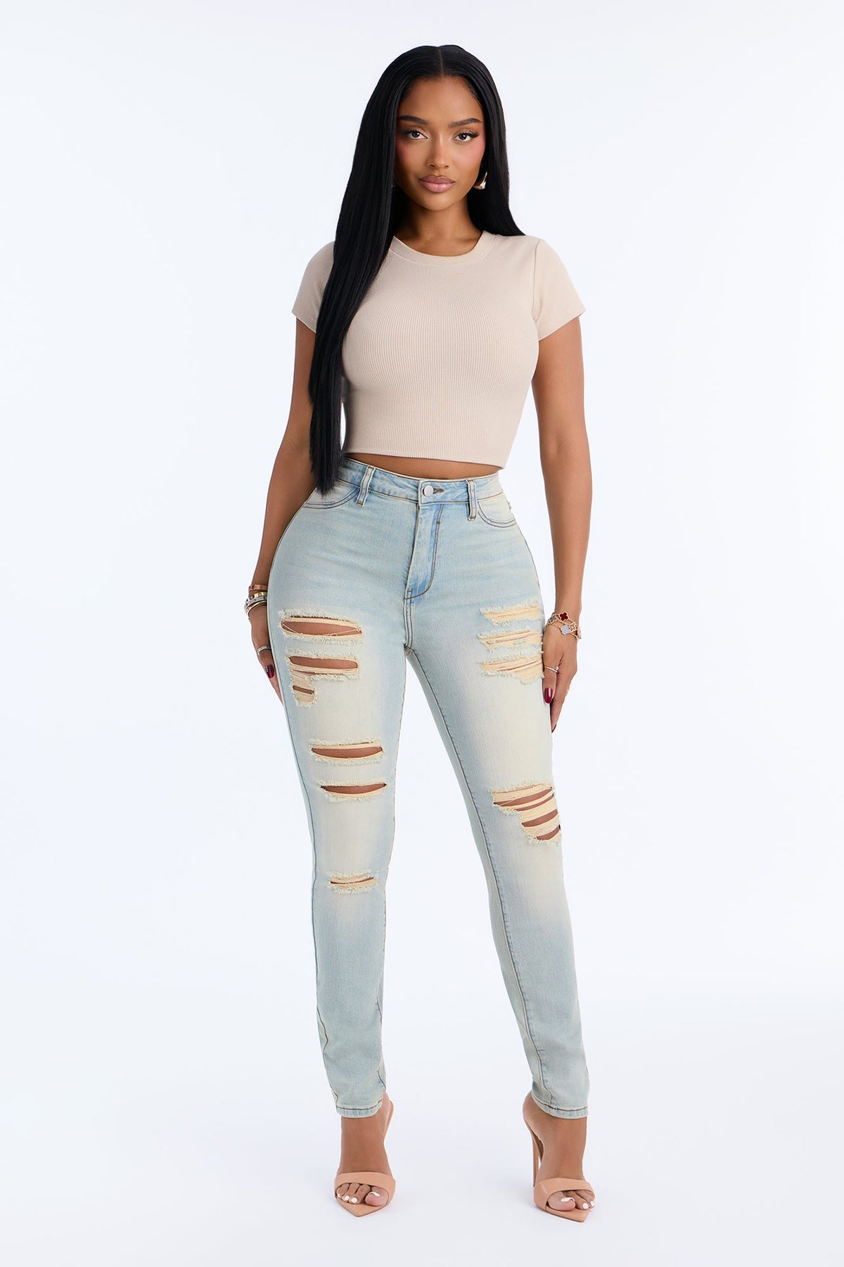 Tough It Up Stretch Skinny Jeans - Light Wash