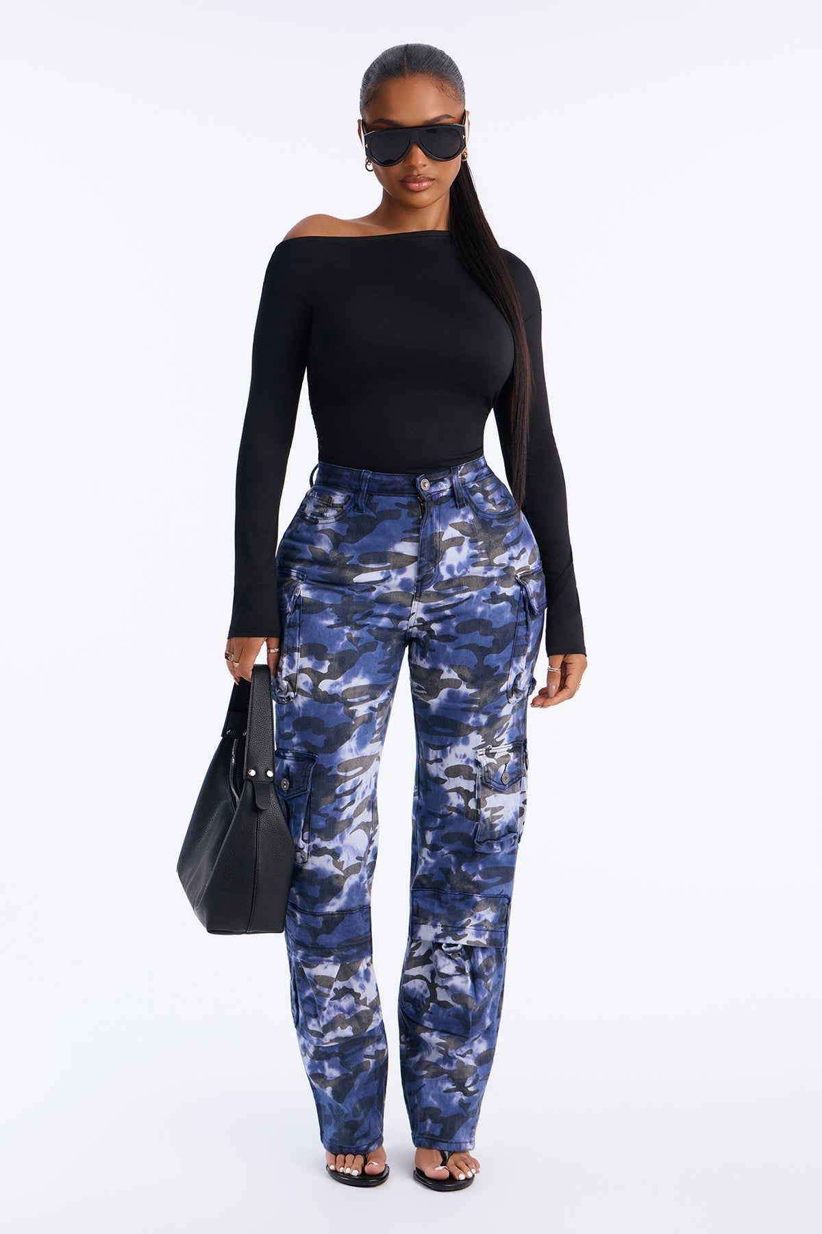 Covert Operation Stretch Camo Cargo Jeans - Blue/combo