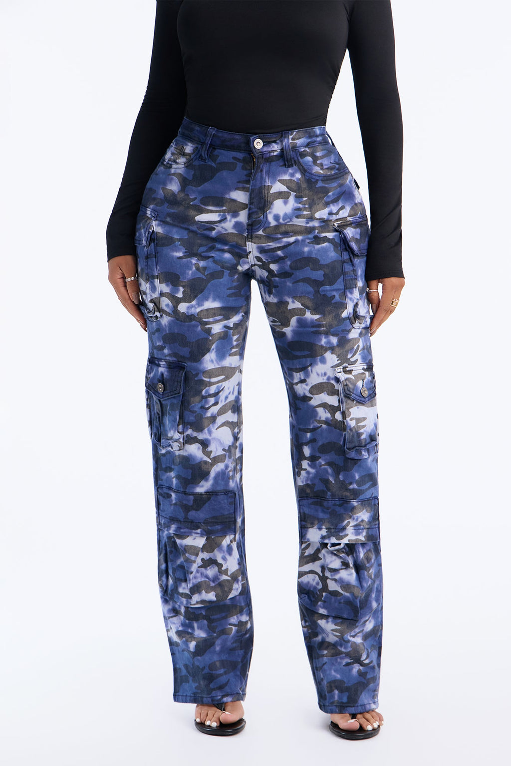 Covert Operation Stretch Camo Cargo Jeans - Blue/combo