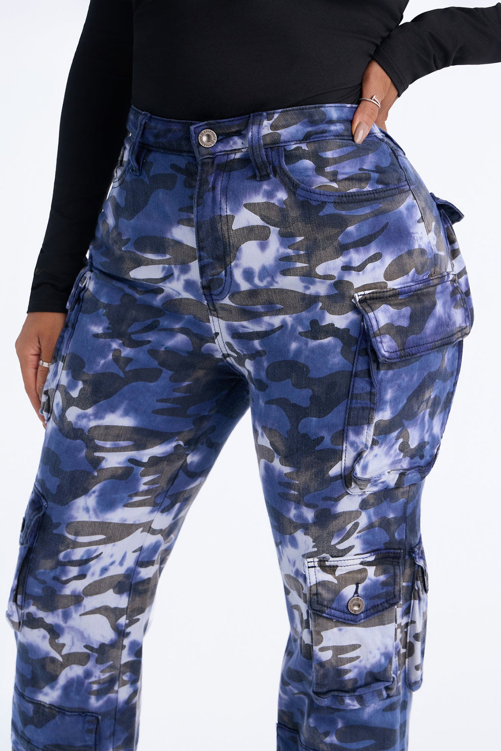 Covert Operation Stretch Camo Cargo Jeans - Blue/combo
