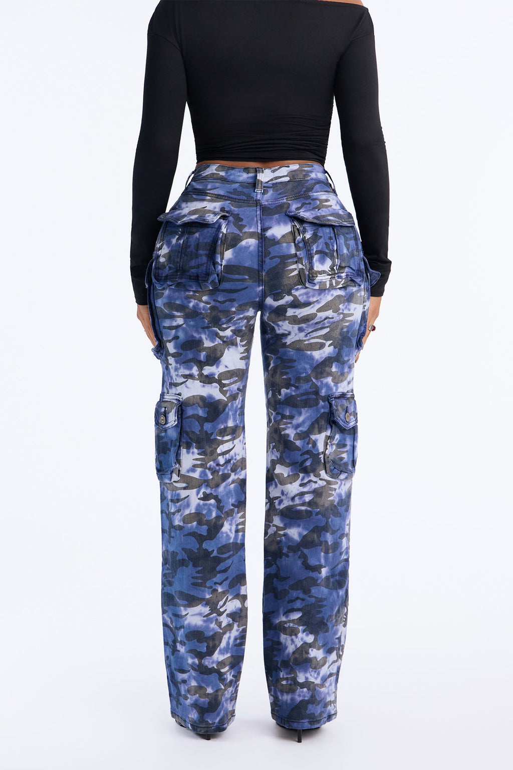 Covert Operation Stretch Camo Cargo Jeans - Blue/combo