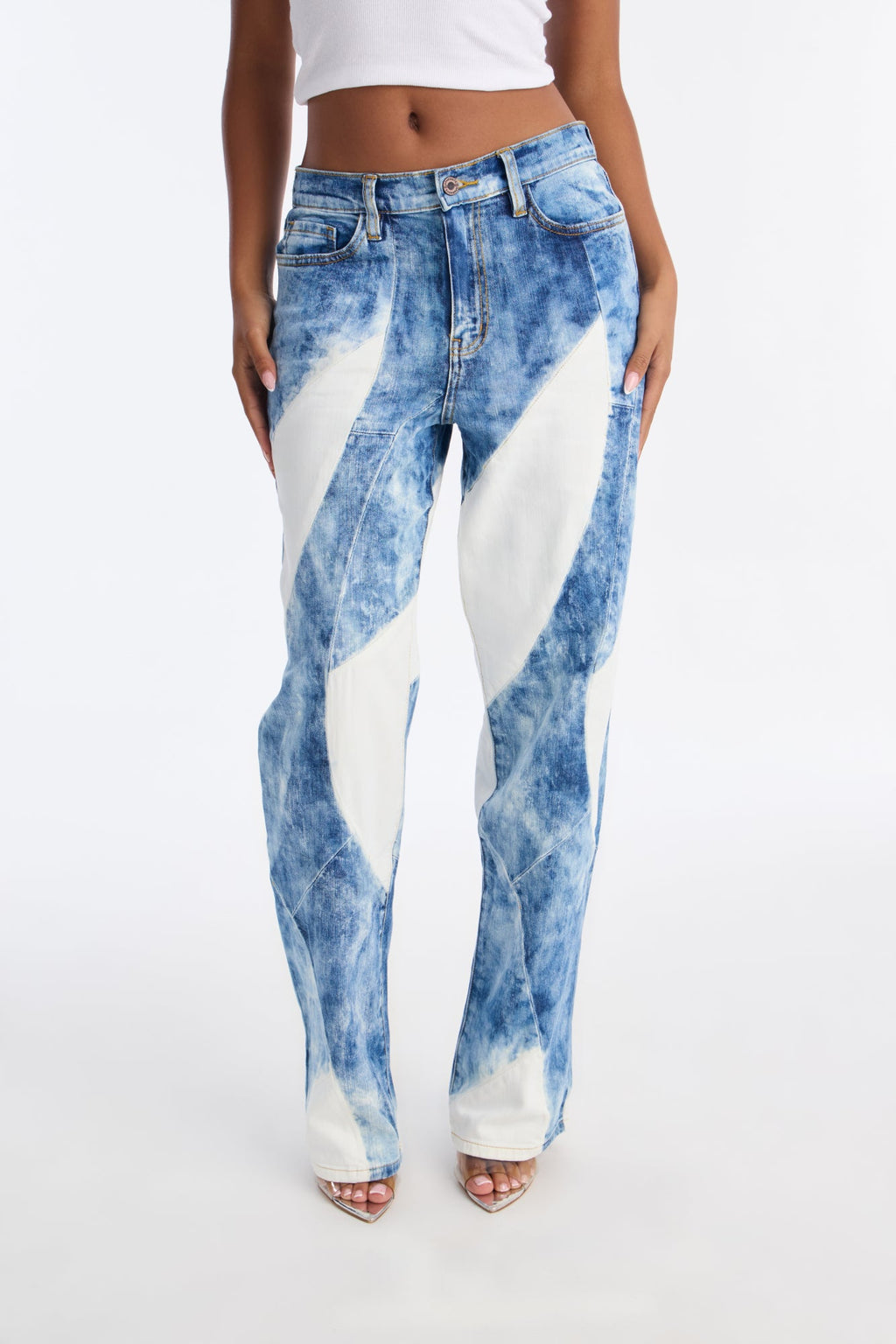 Catch Me Up Premium HIgh RIse Straight Leg Jeans - Blue/combo