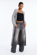 Camilla Long Sleeve Ribbed Cardigan - HeatherGrey