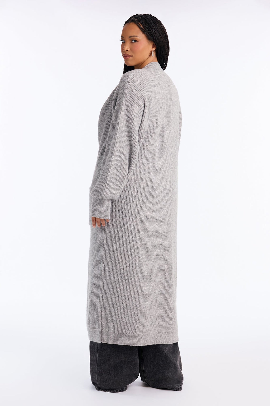 Camilla Long Sleeve Ribbed Cardigan - HeatherGrey