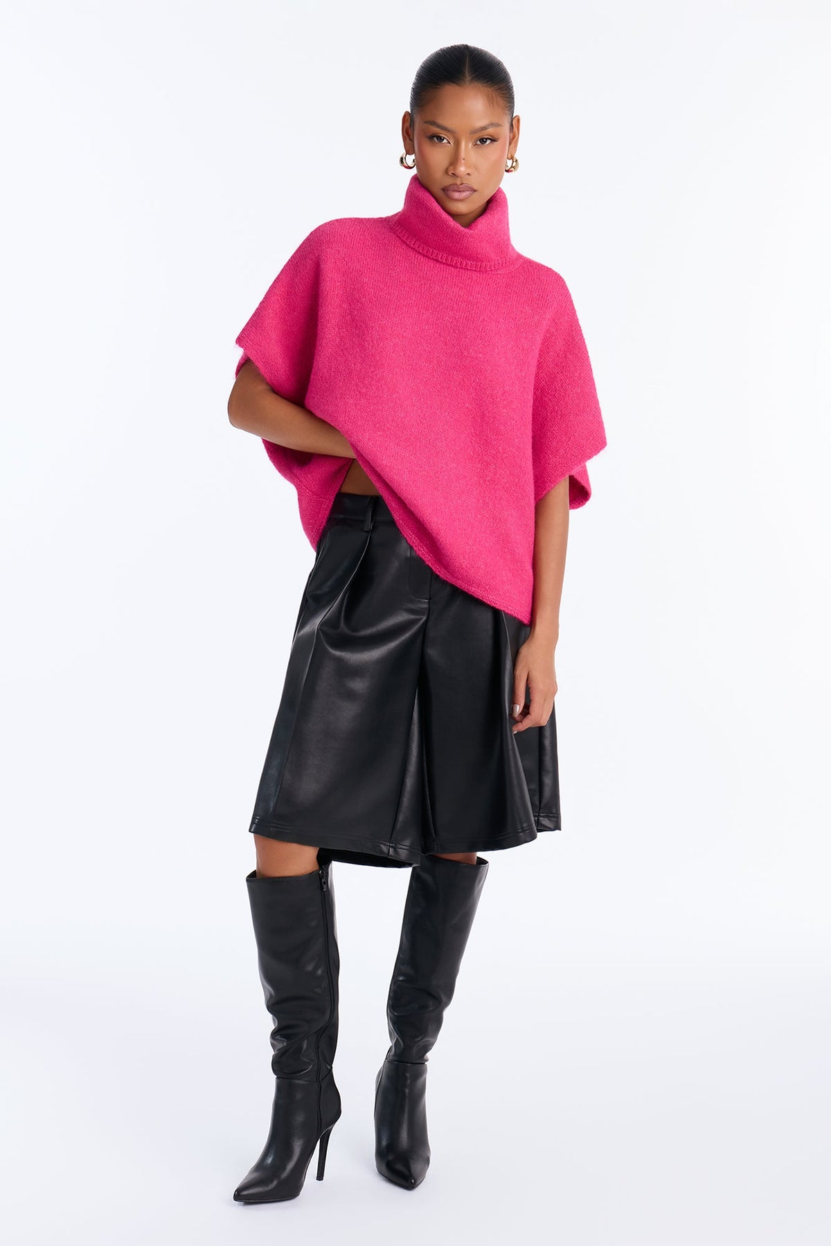 Crisp Leaves Pullover Sweater - Fuchsia