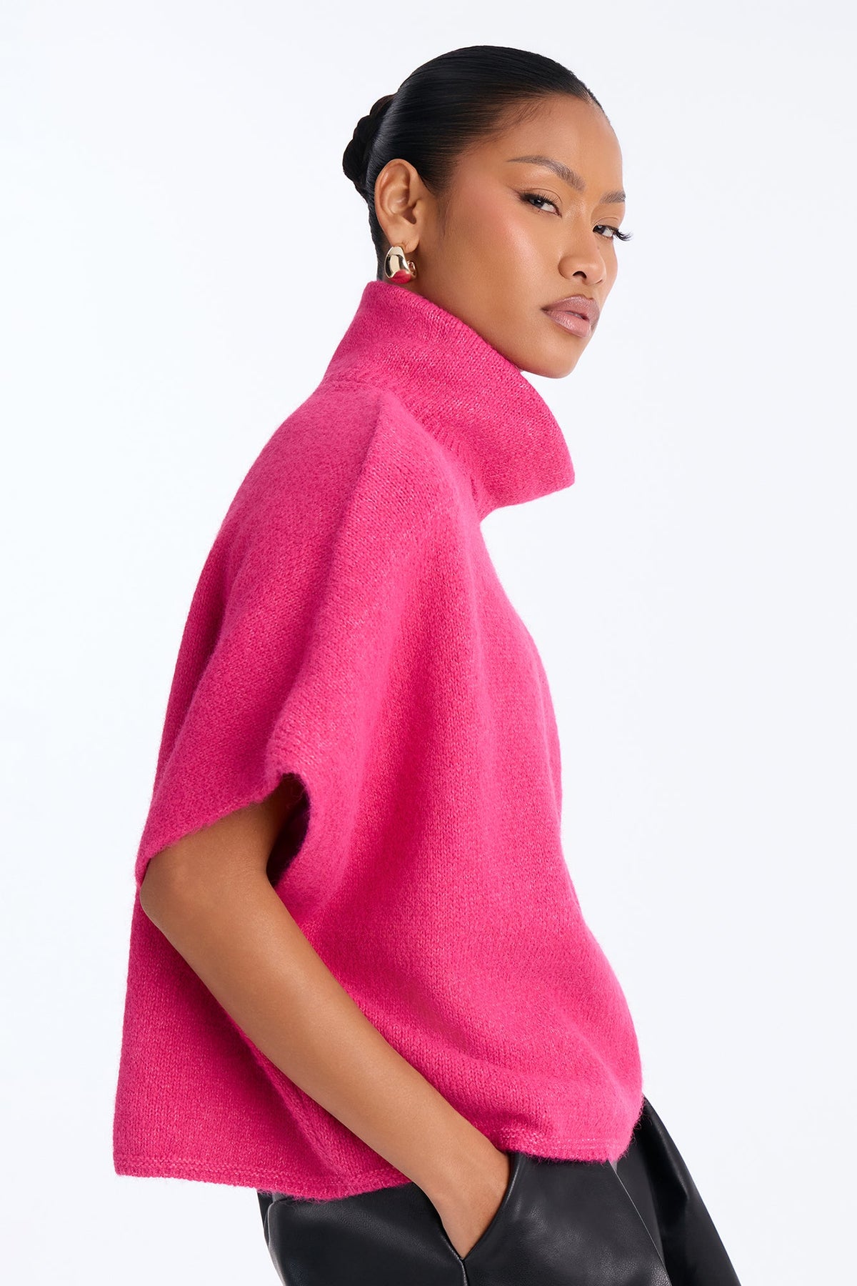 Crisp Leaves Pullover Sweater - Fuchsia