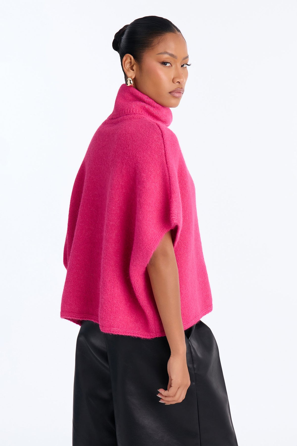 Crisp Leaves Pullover Sweater - Fuchsia