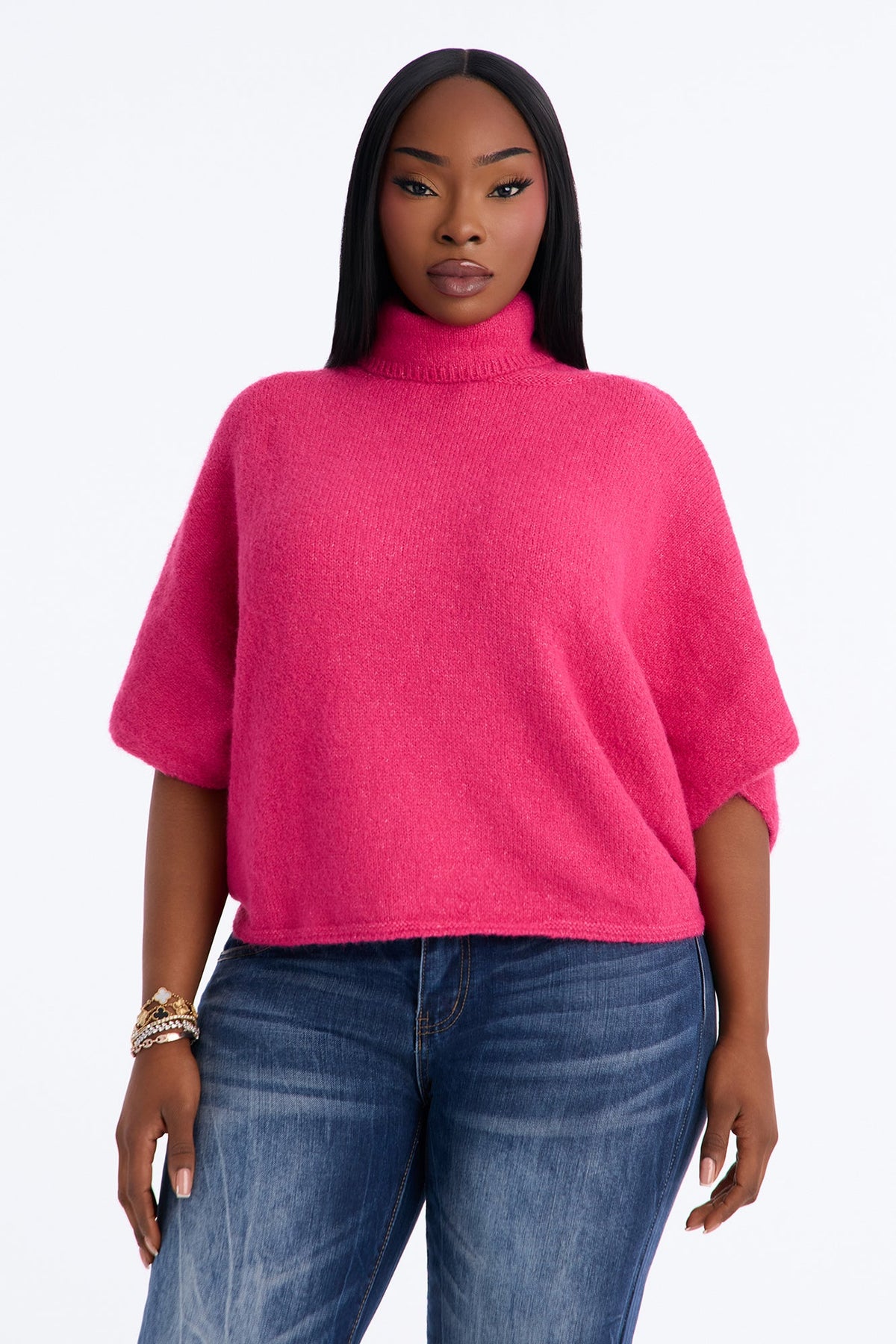 Crisp Leaves Pullover Sweater - Fuchsia