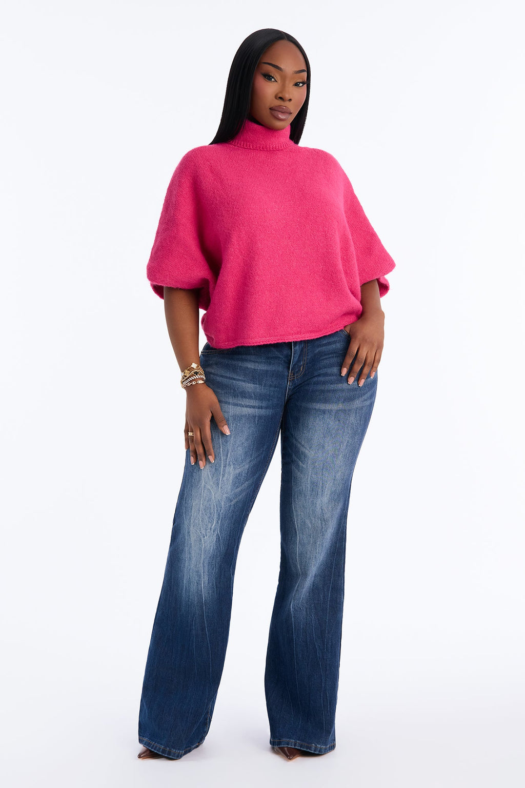 Crisp Leaves Pullover Sweater - Fuchsia