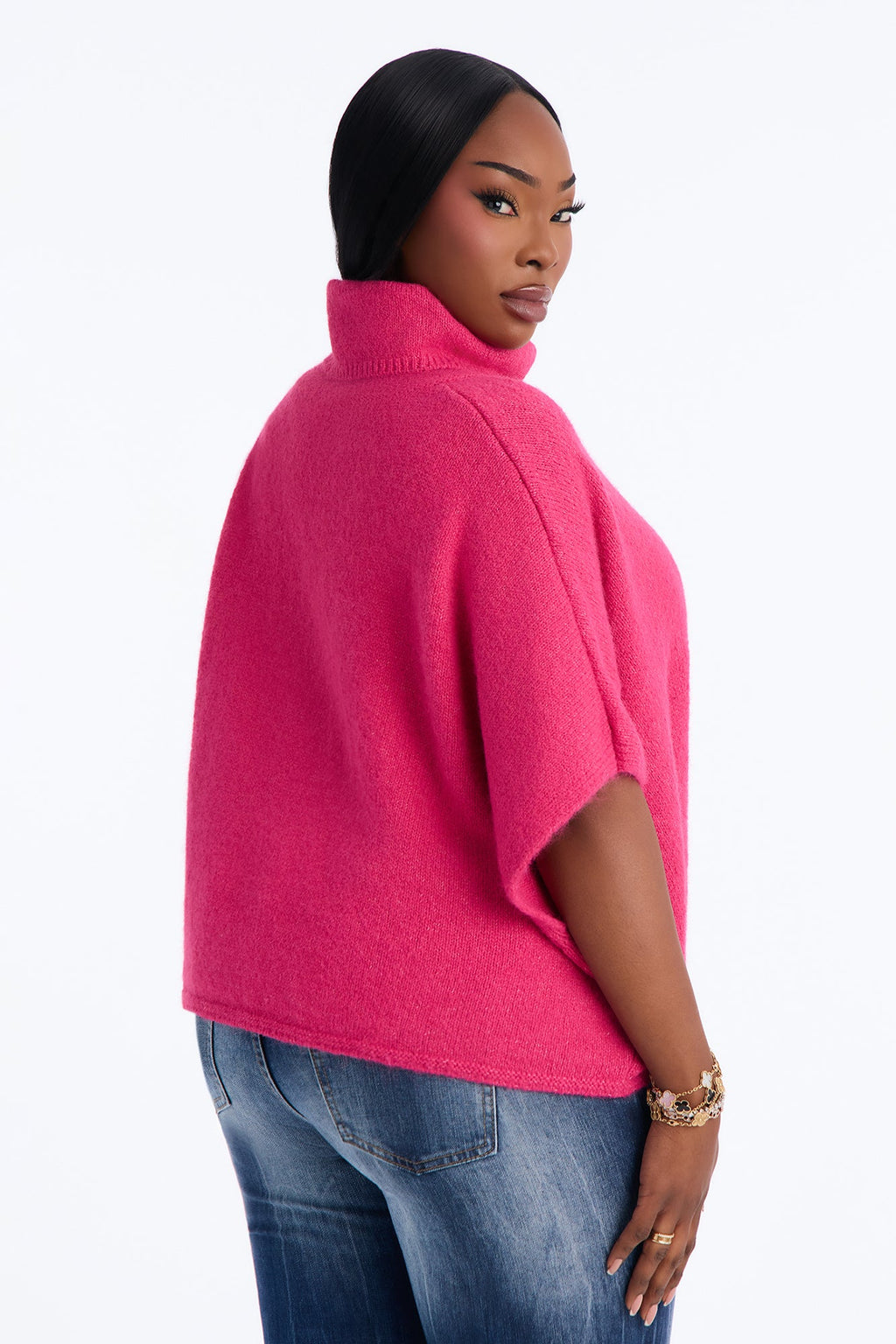 Crisp Leaves Pullover Sweater - Fuchsia