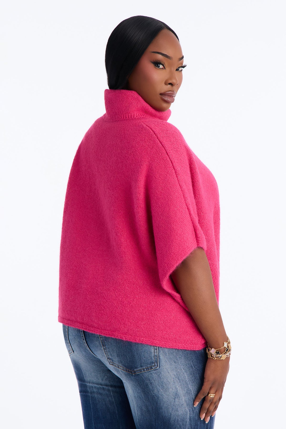 Crisp Leaves Pullover Sweater - Fuchsia