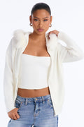 Veronica Faux Fur Hooded Sweater - Ivory
