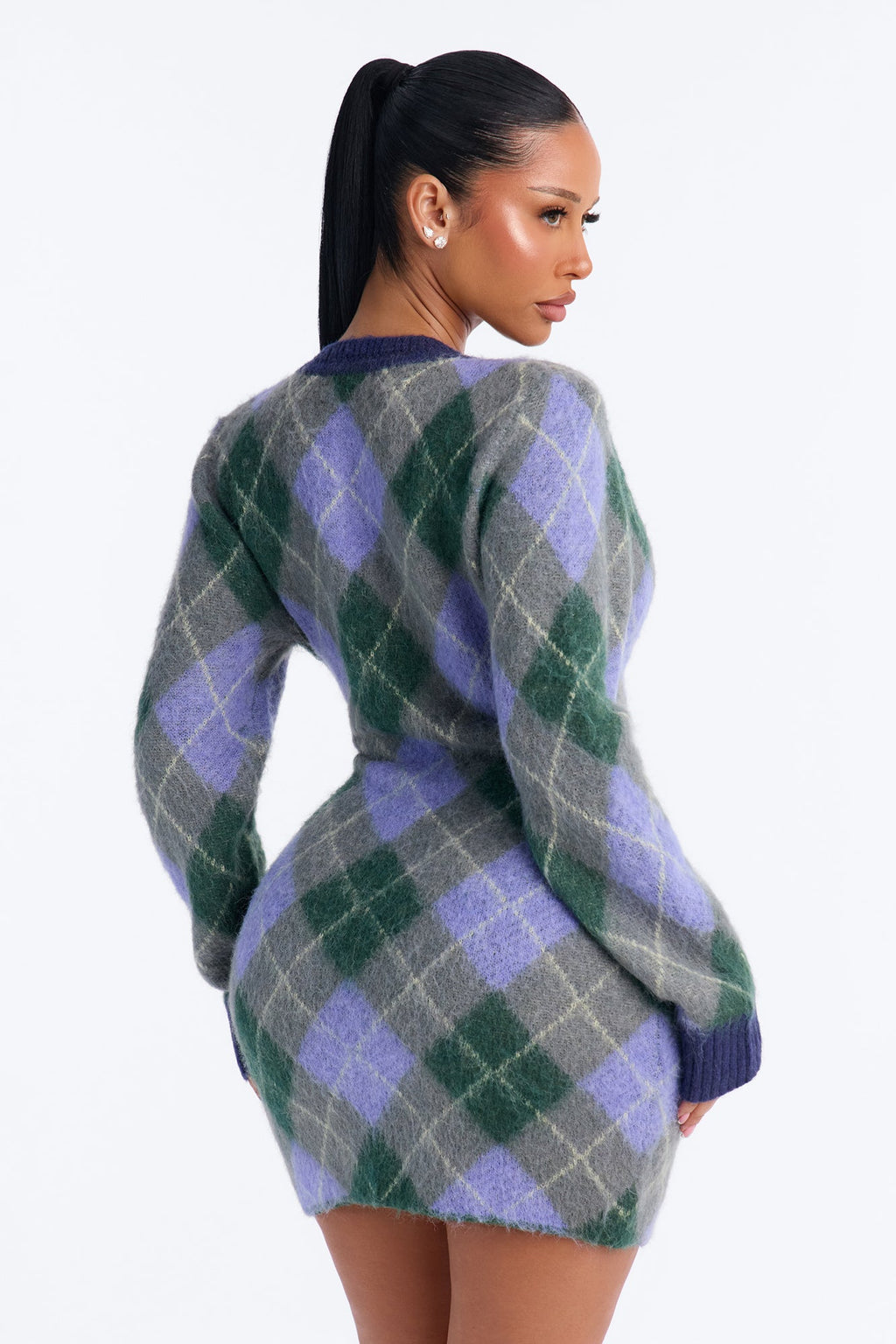 Amina Argyle Sweater Mini Dress - Navy/combo